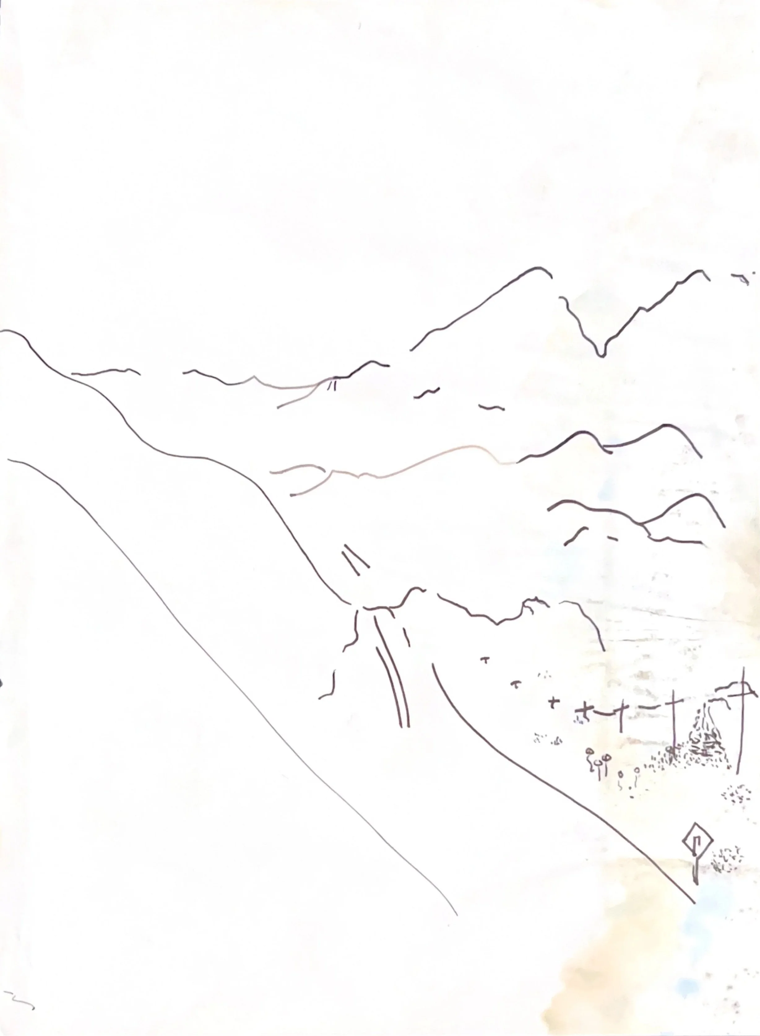 Arizona Highway, 1980's, Ink on paper