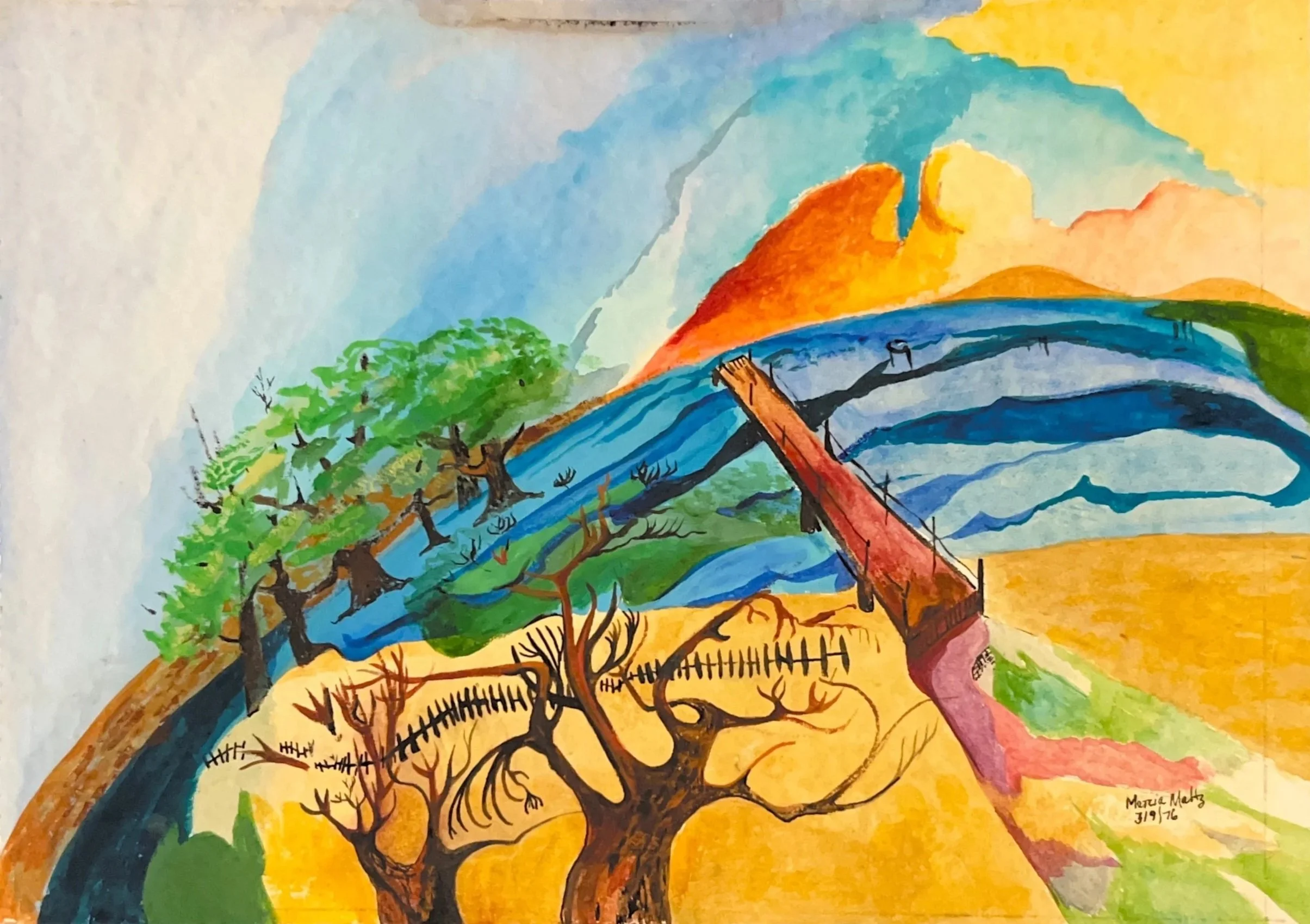 The Earth Is Not Flat, 03/09/1976, Watercolor and marker on paper