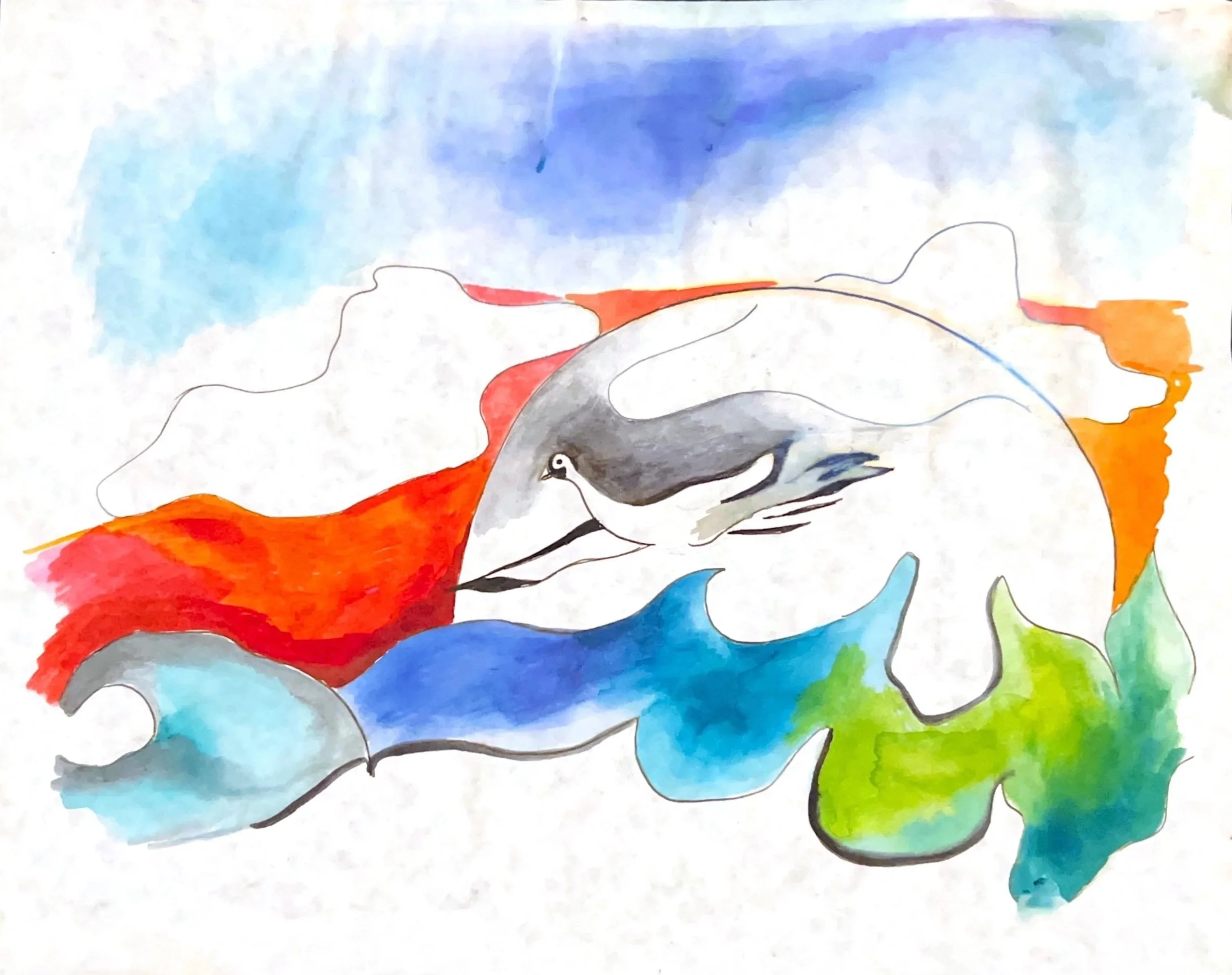 Dove of Ocean's Moon, Watercolor on paper, 1980's