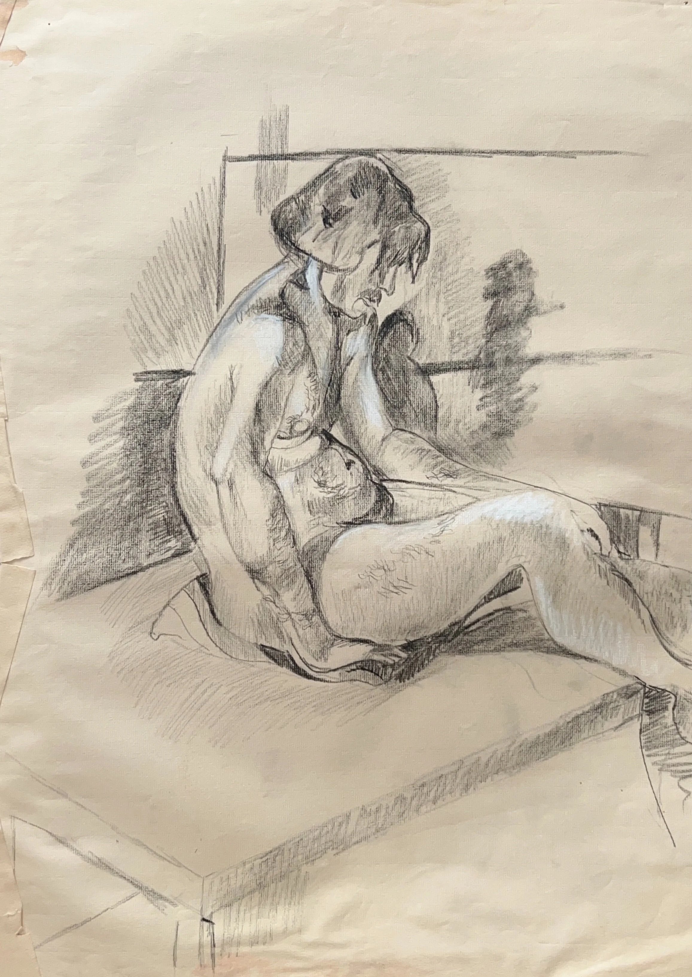 "Female Nude Study 1" 1980’s,
Charcoal on paper