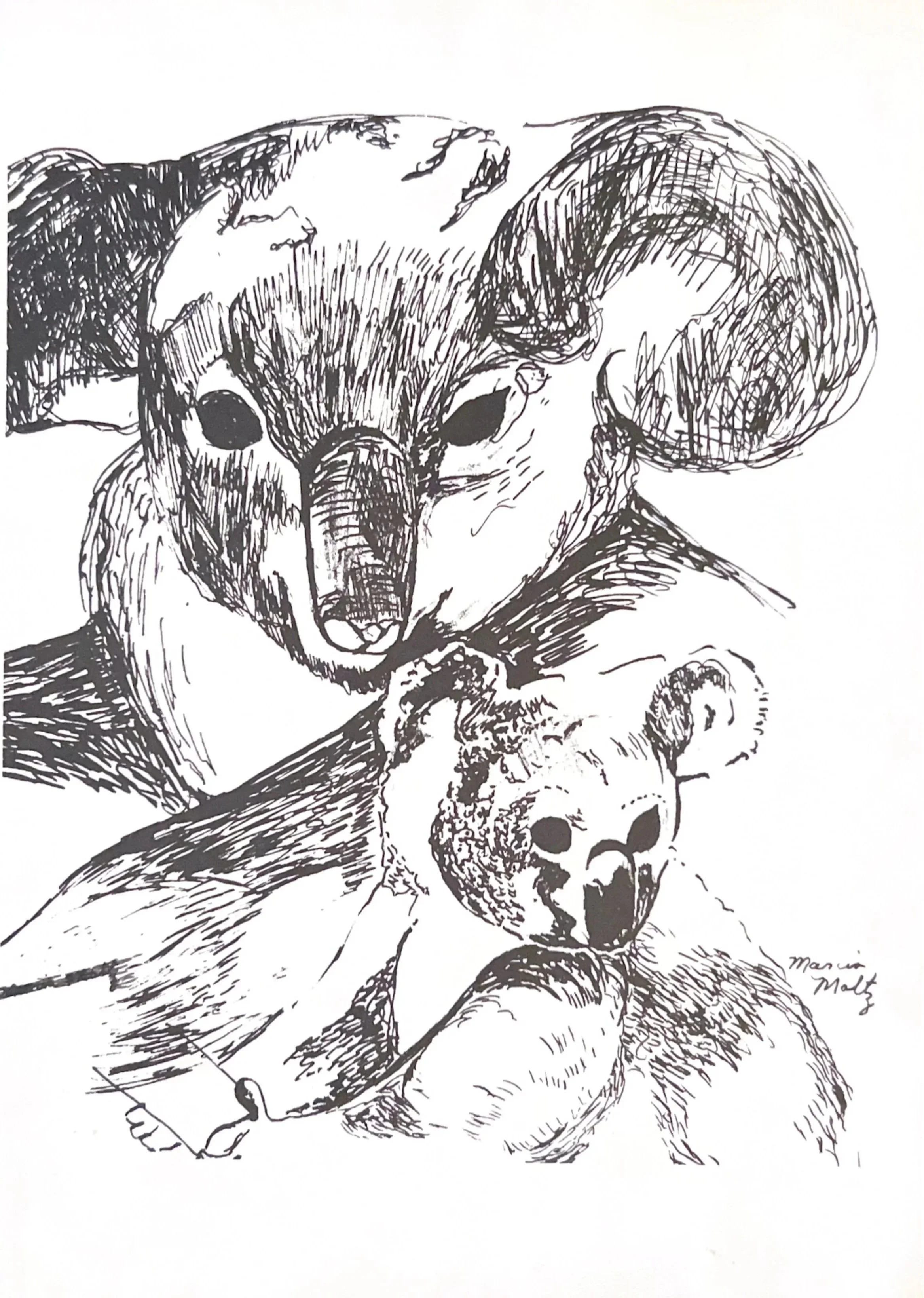 Koala Mother and Baby, 1978, Lithograph print on paper
