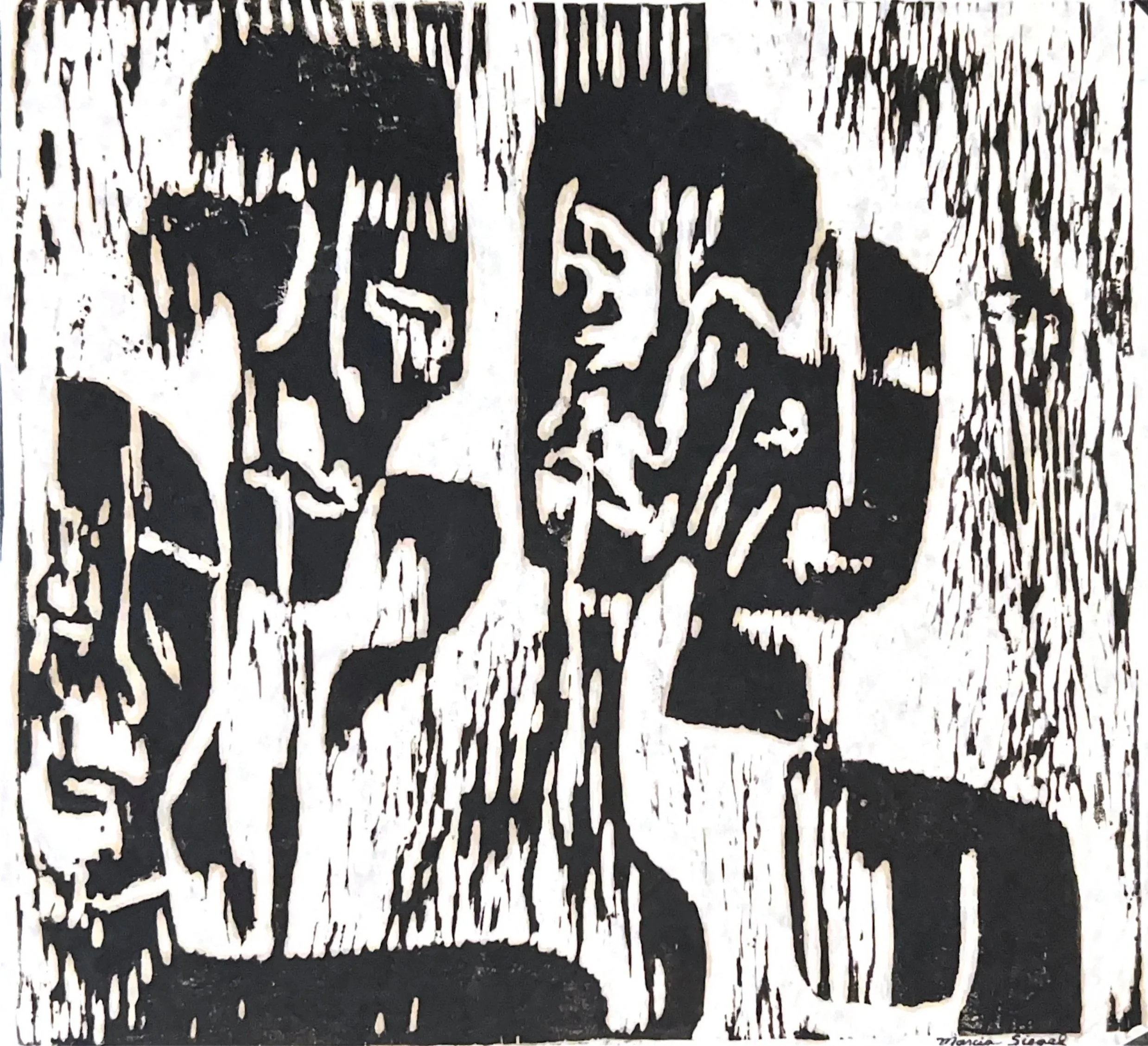 Influenced by African Art, 1967, Block print on paper, Chicago Art Institute