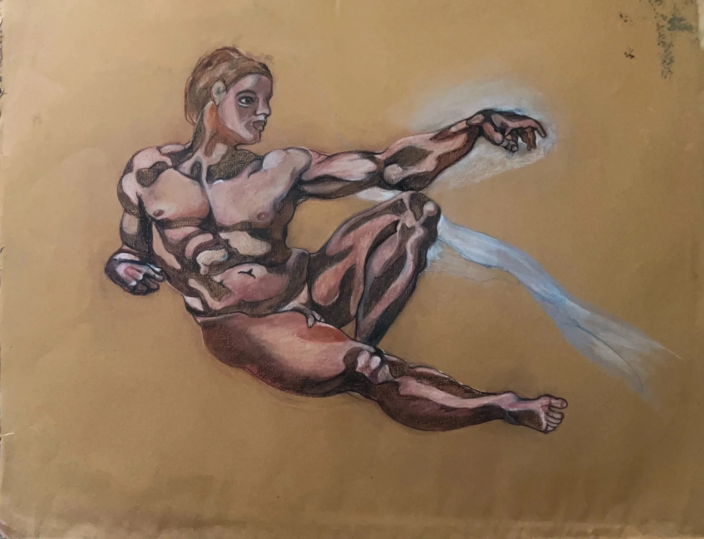 "Michaelangelo Study" 1980's, Charcoal on paper