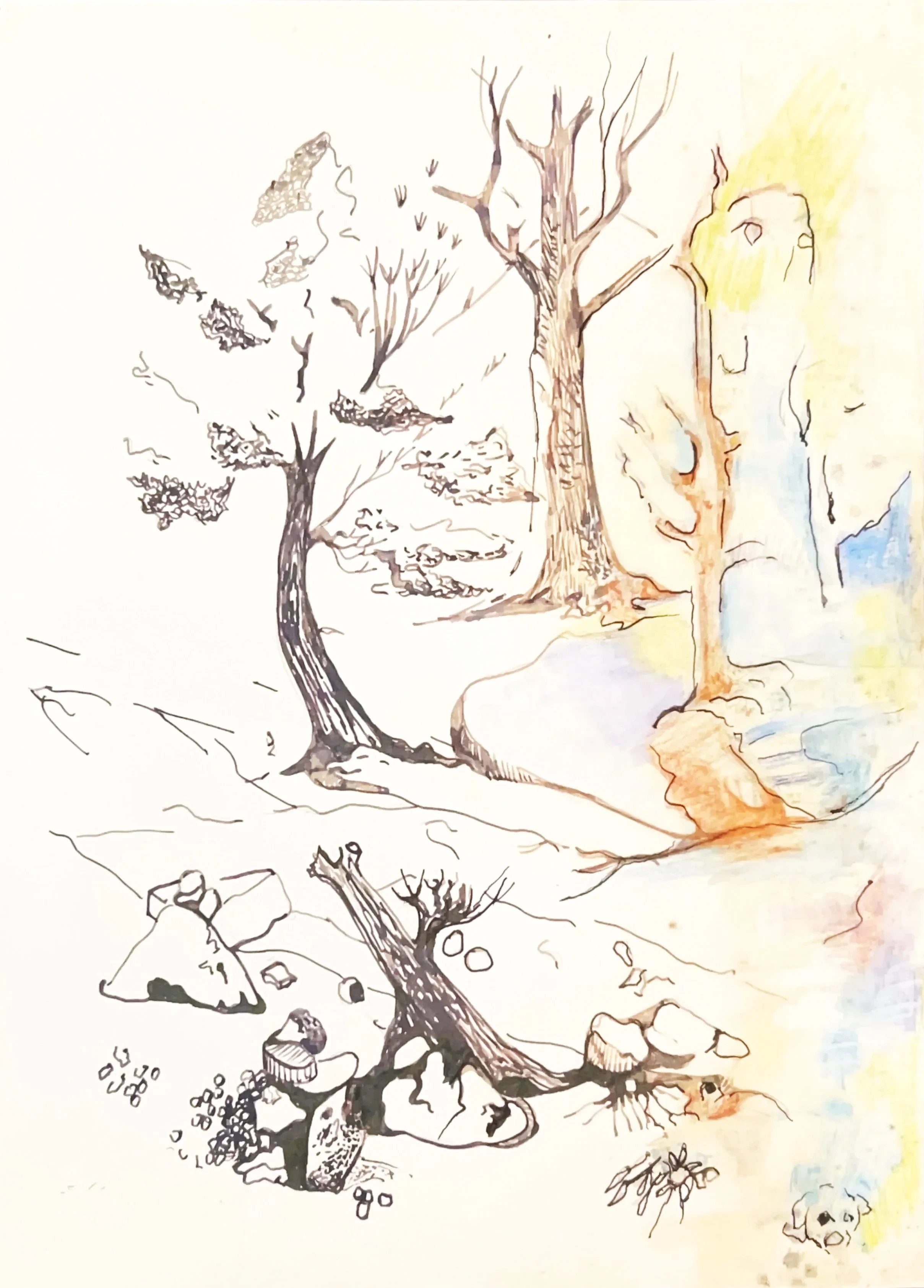 Coming Alive, 1970’s, Watercolor and ink on paper