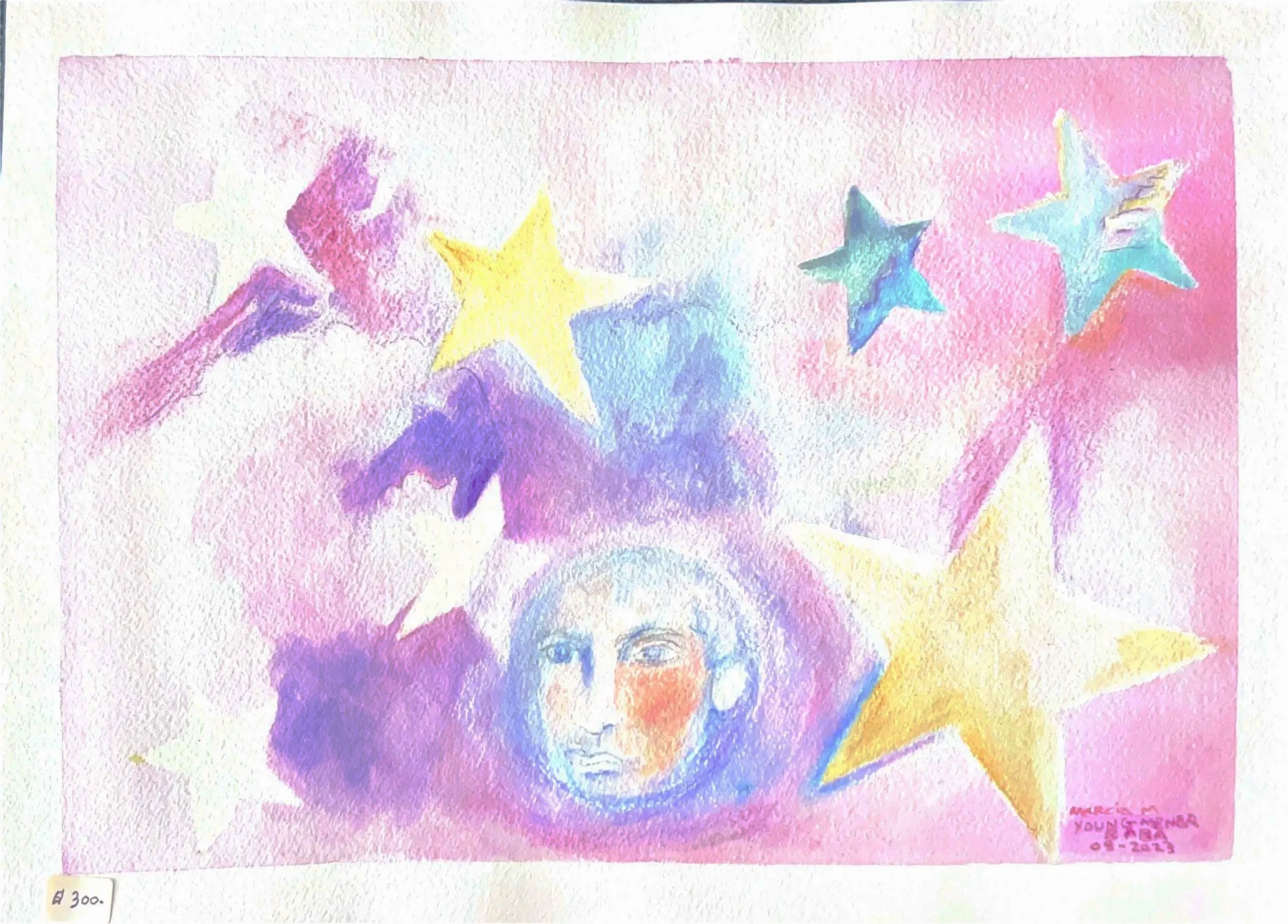 "God-Man in the Moon" (Date), Watercolor on paper