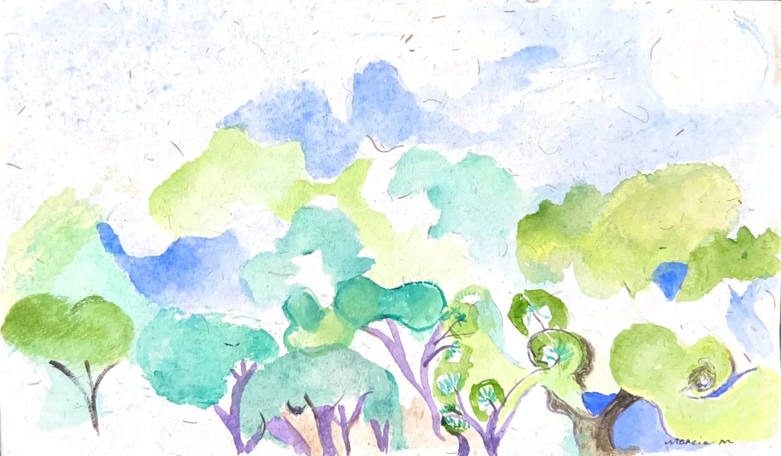 "Hidden in the Trees" 2014, Watercolor on paper
