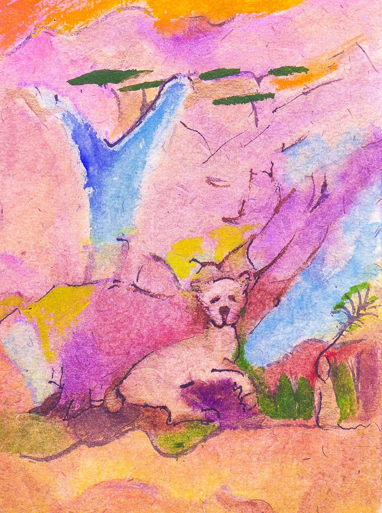 "Lion Dog" 2001, Watercolor & ink on paper