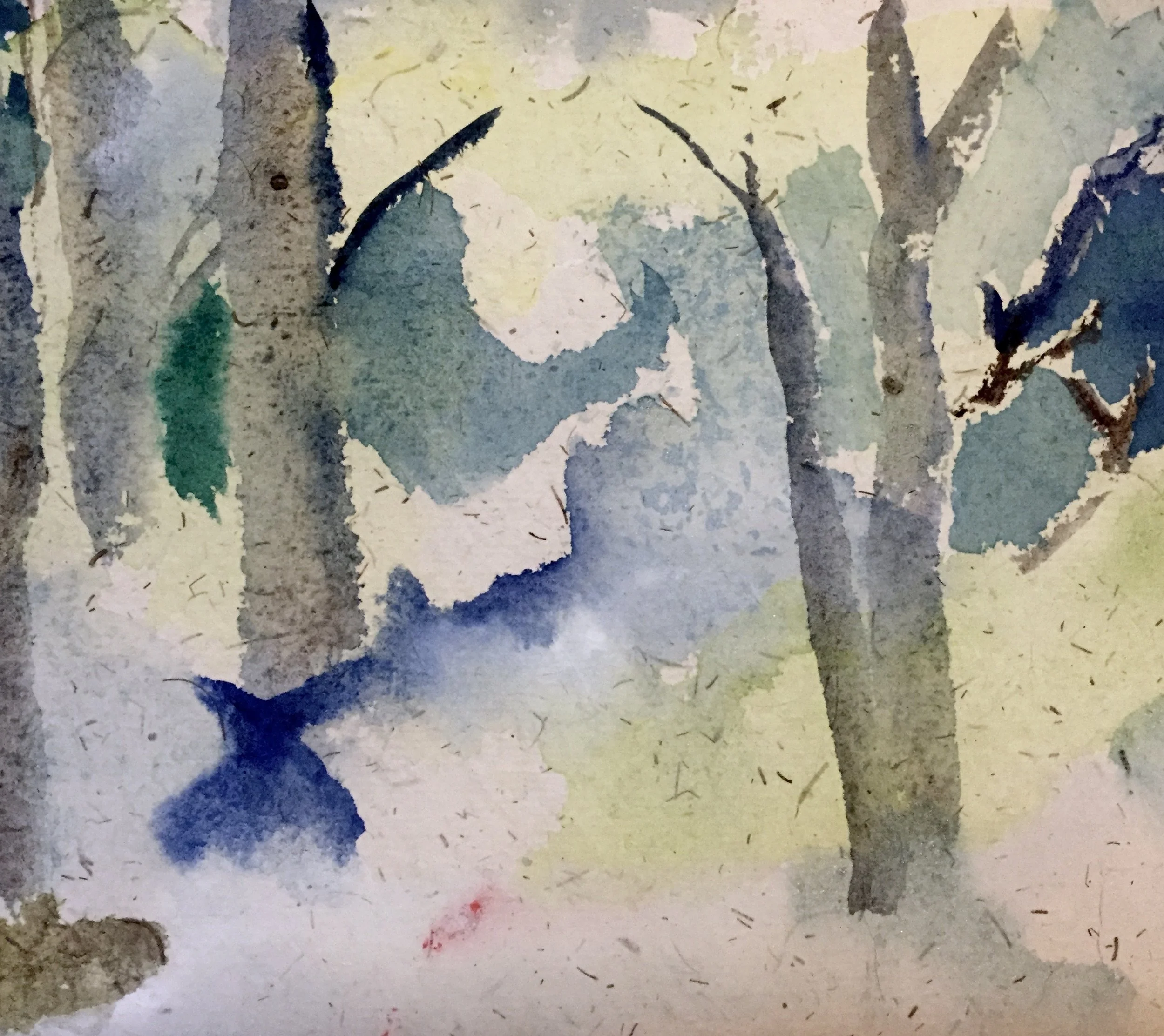 "In the Woods" 2021, Watercolor on handmade paper from India, Myrtle Beach