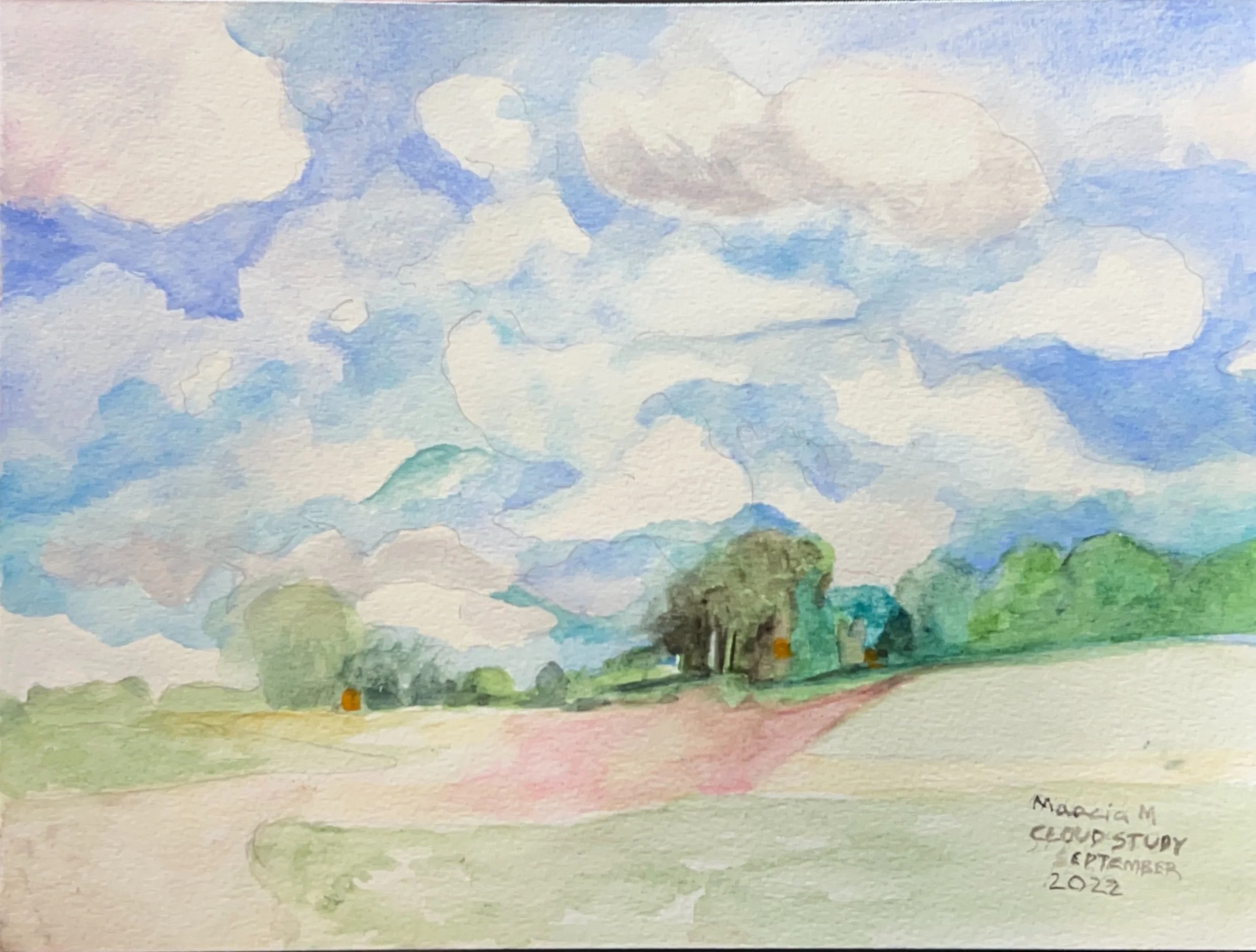 "Cloud Study" 9/2022, Watercolor on paper