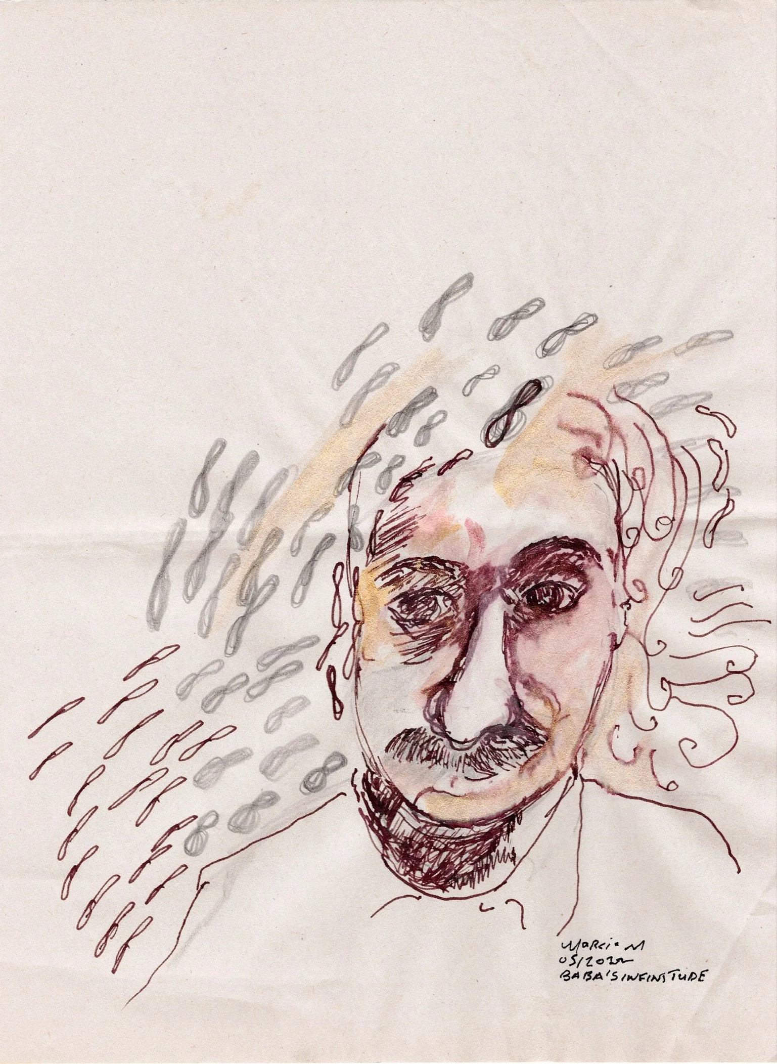 "Infinitude" 2020, Watercolor & ink on newsprint