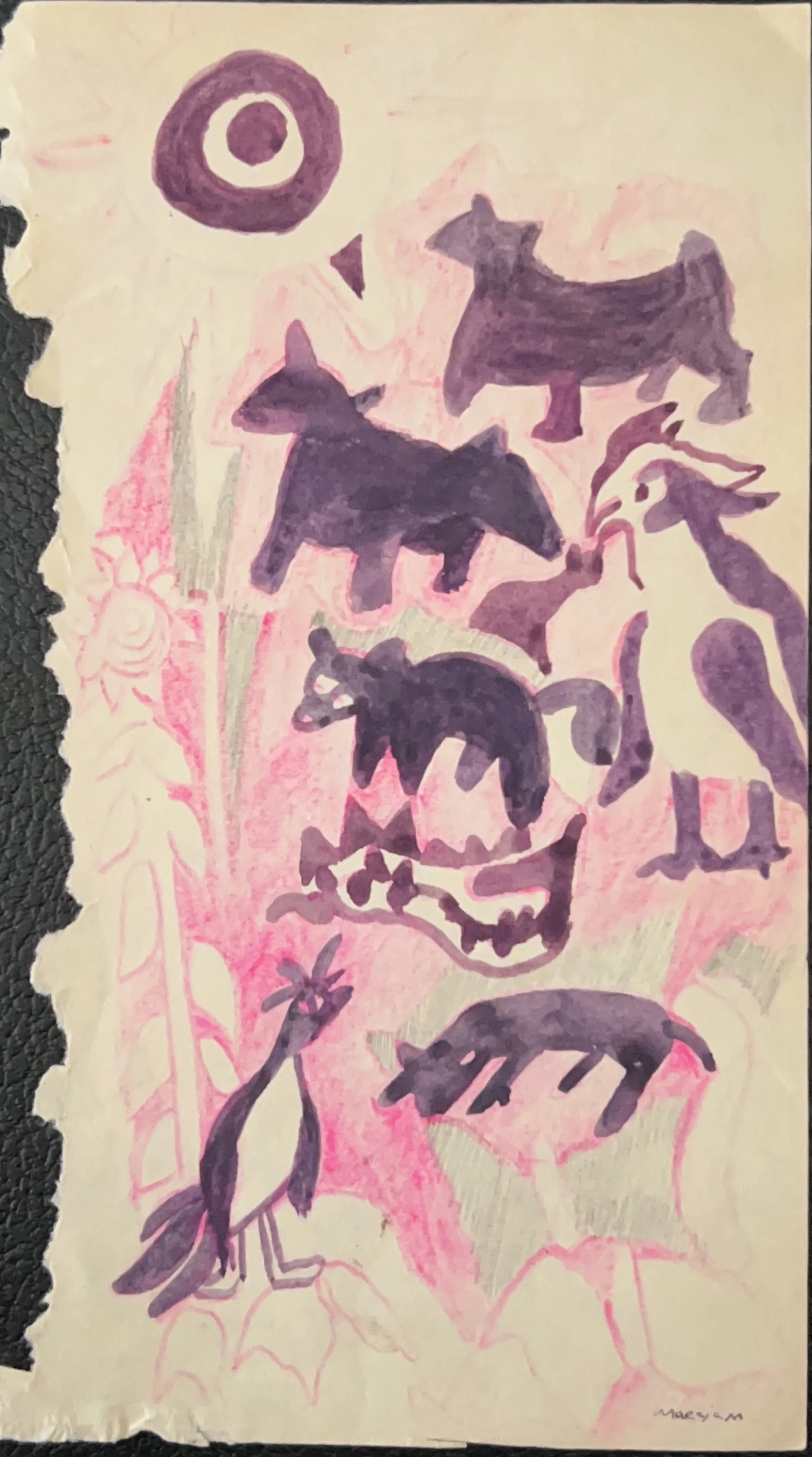 "Evolution on Plant, Animal to Human" 1980's Marker on paper