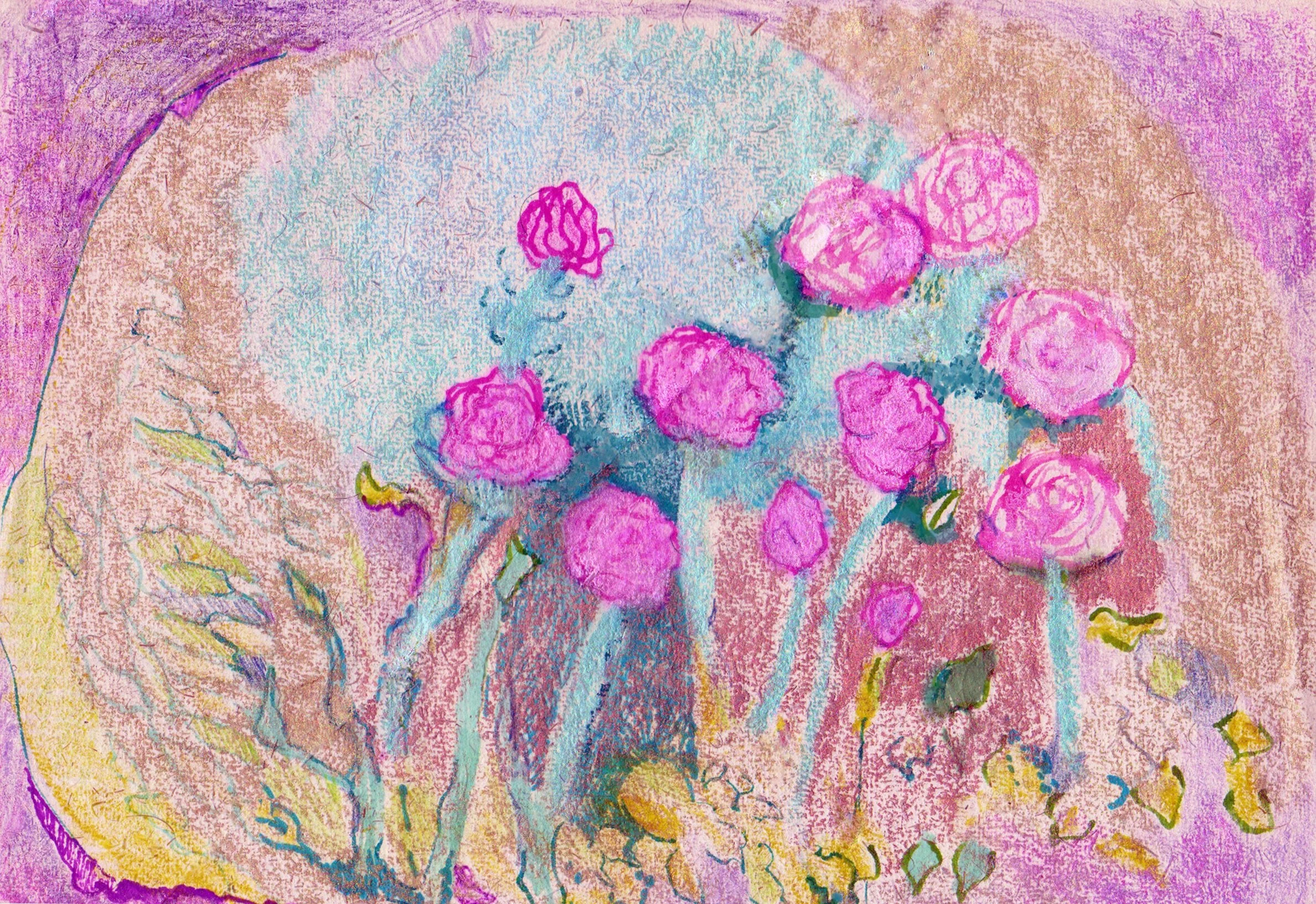 "Rose Meditation" 2009, Watercolor Crayon on paper