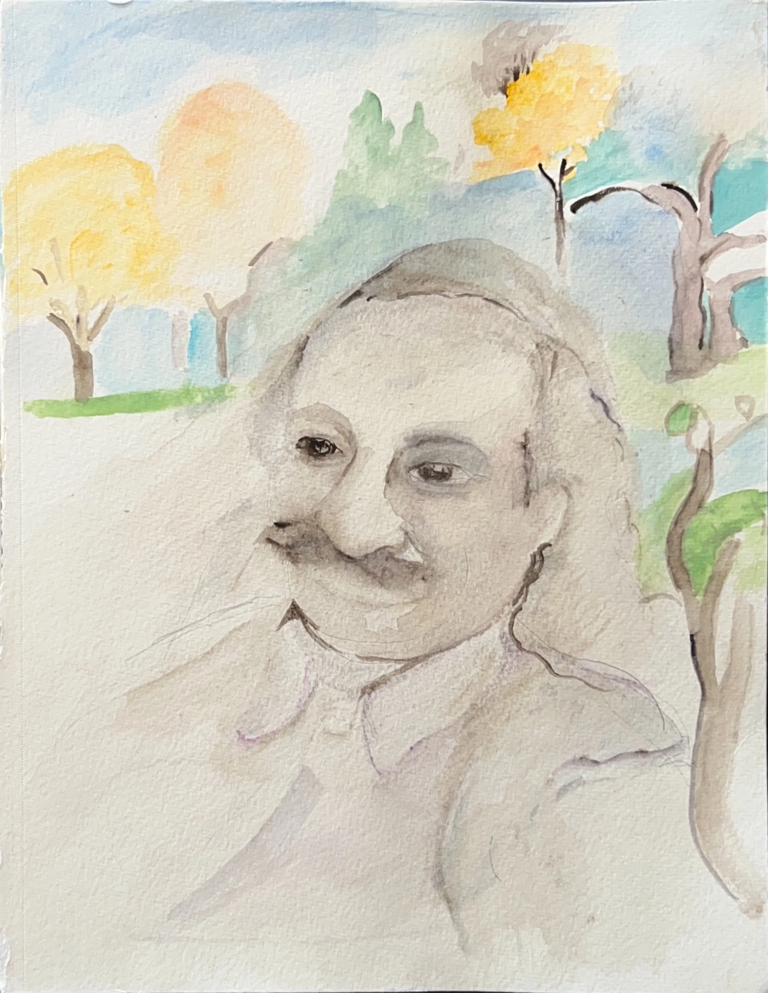 "Happy Baba" 2021, Watercolor on paper