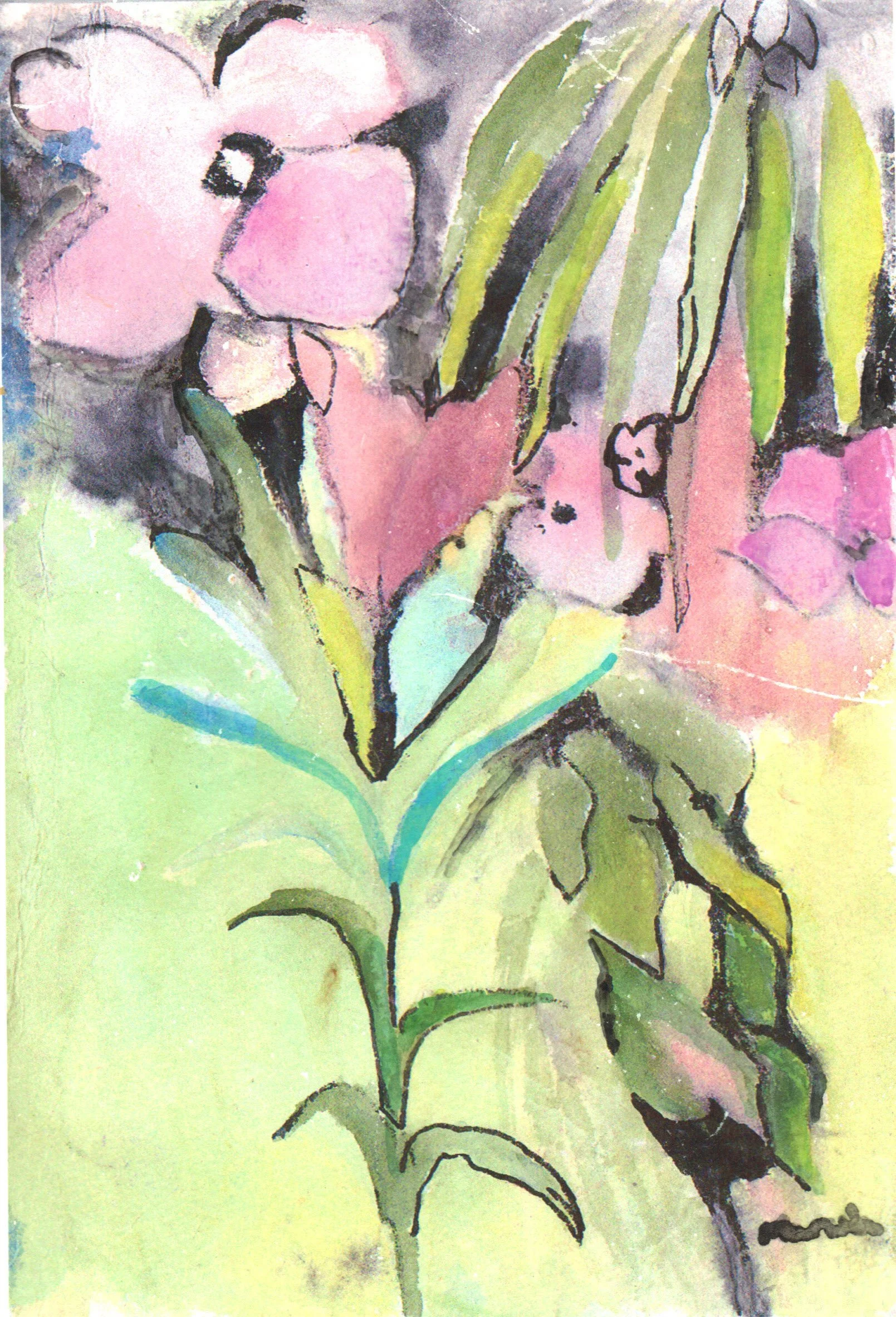 "Flowering" 1988, Watercolor on paper