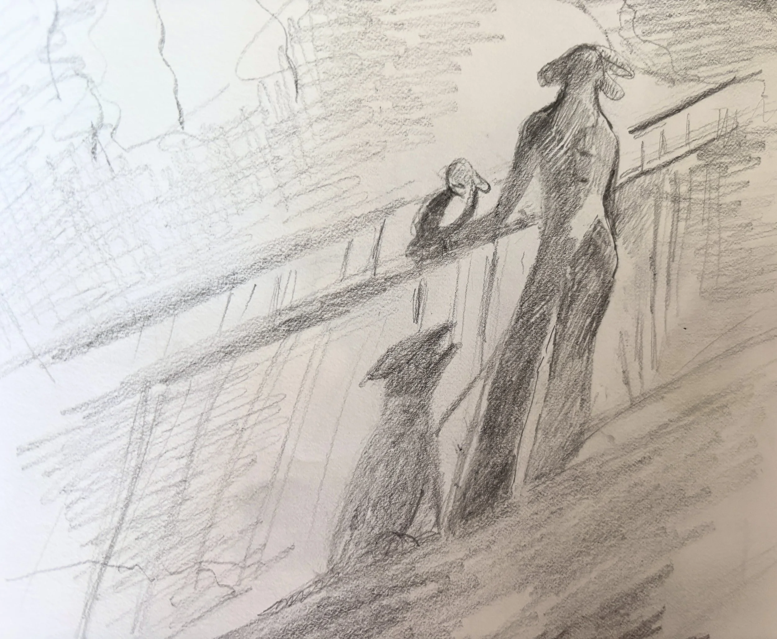 "Lone Duck" 2019, Pencil on paper