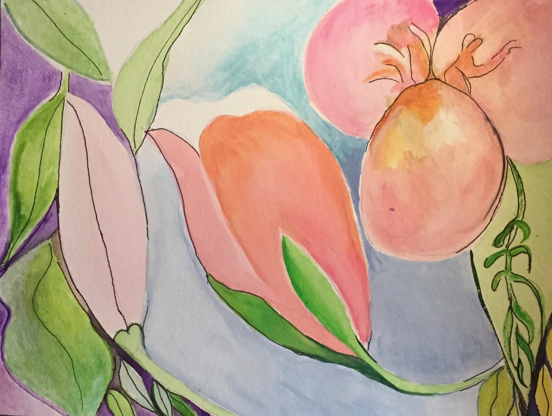 "Flowering in the Sun" 2024, Watercolor on paper