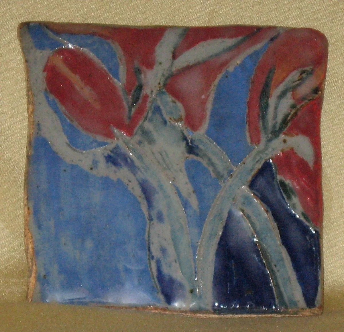 "Tulips From my Garden" 2020's, Porcelain handmade tile