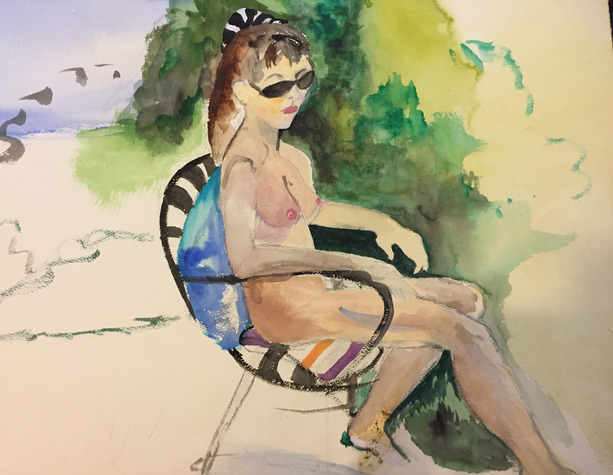 "Figure Painting Woman in Chair" 1970's, Oil on Canvas, School of the Art Institute of Chicago