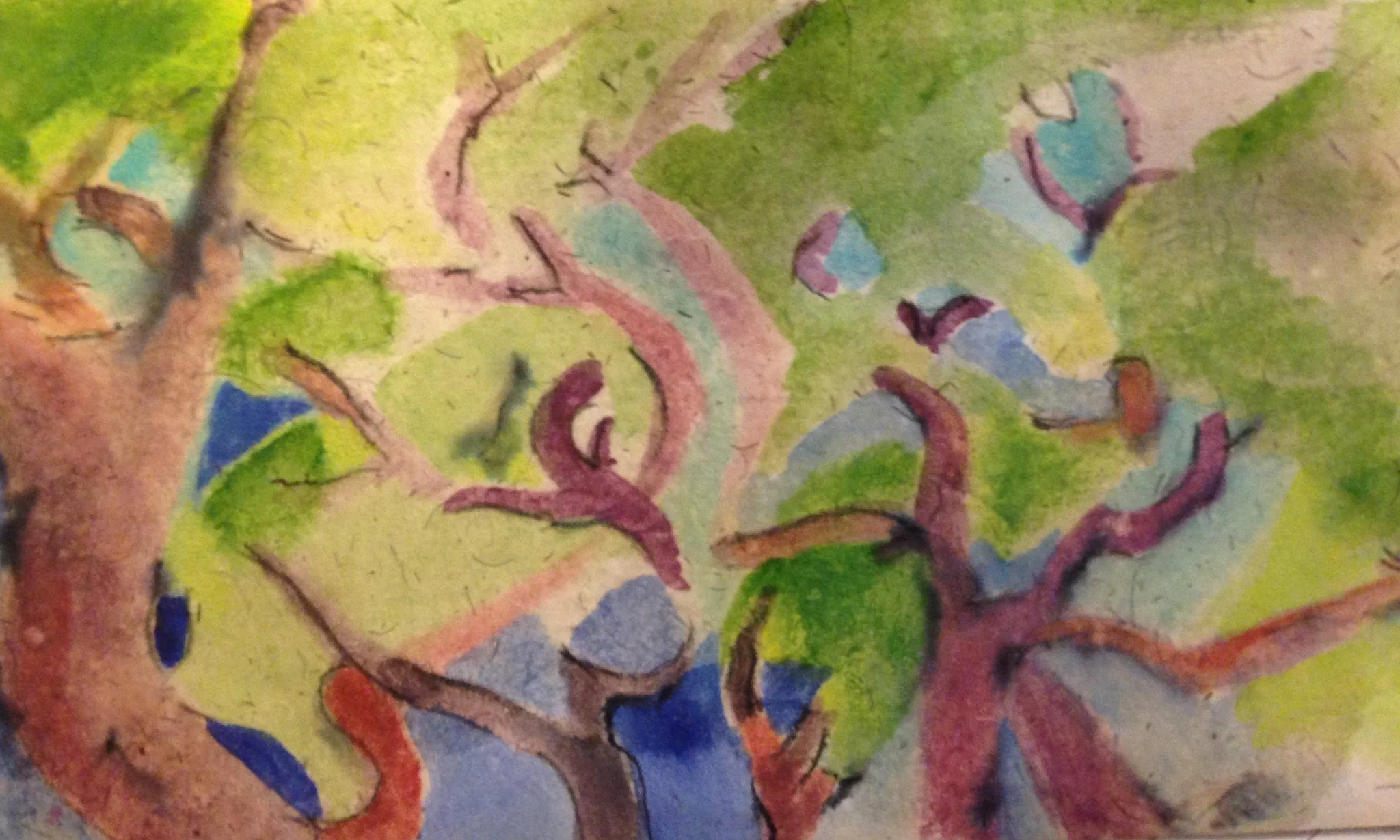 "Tree In the Dancing Forest" 2001, Watercolor on handmade paper