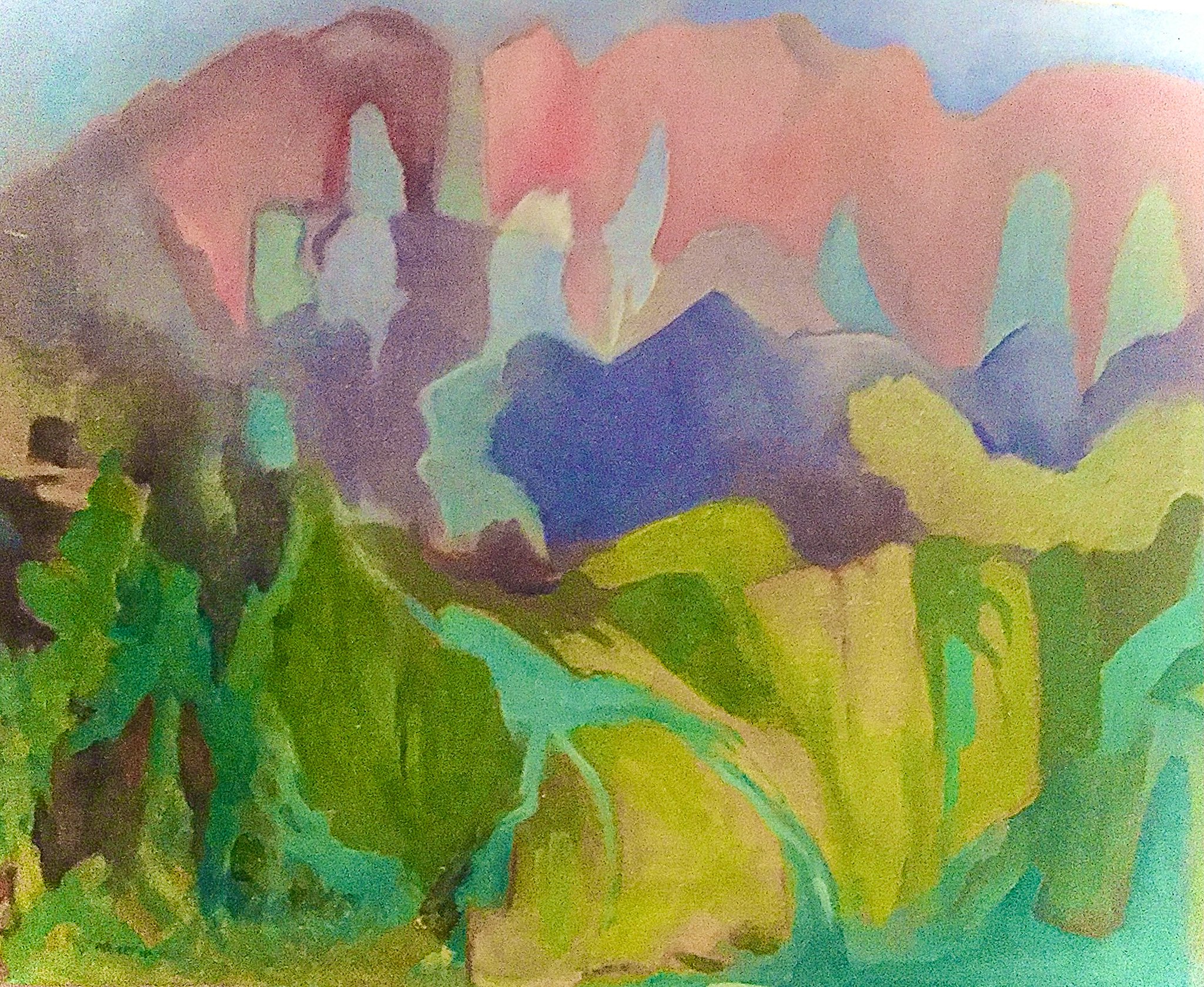 "Waterfalls After the Rain" 1990's, Oil on Canvas