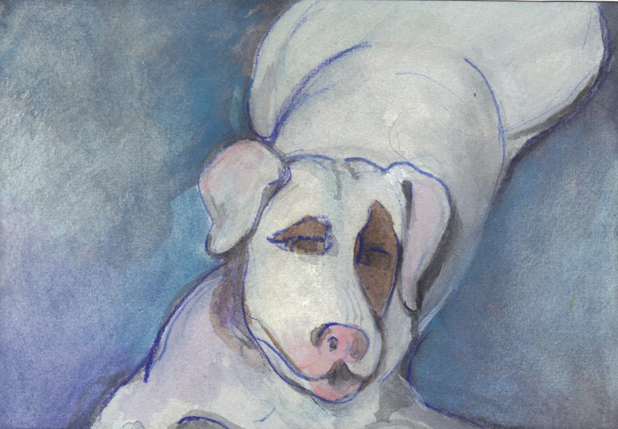 "Piglet" 1990's, Watercolor on paper