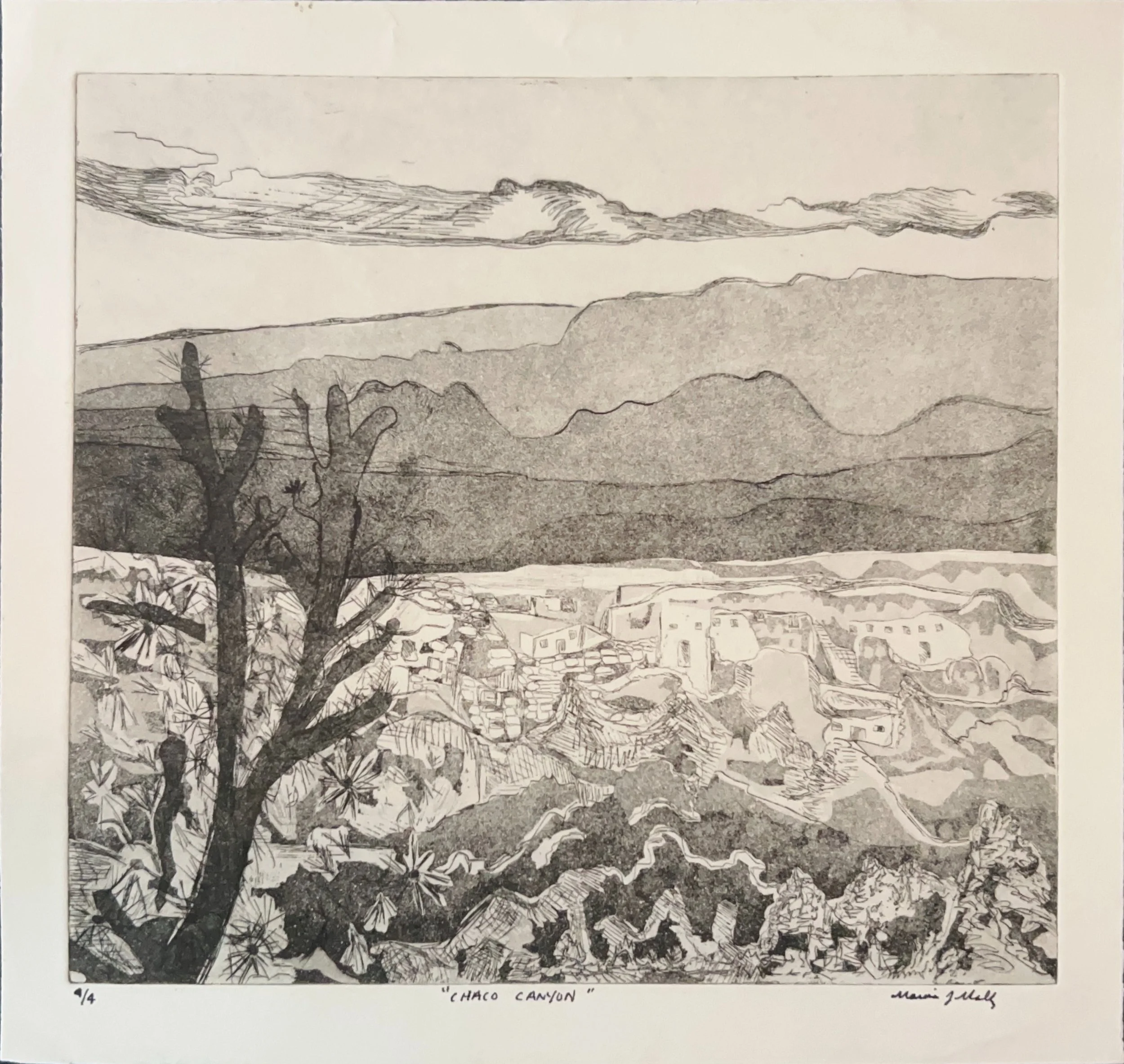 "Chaco Canyon" 1980's, Lithograph on paper