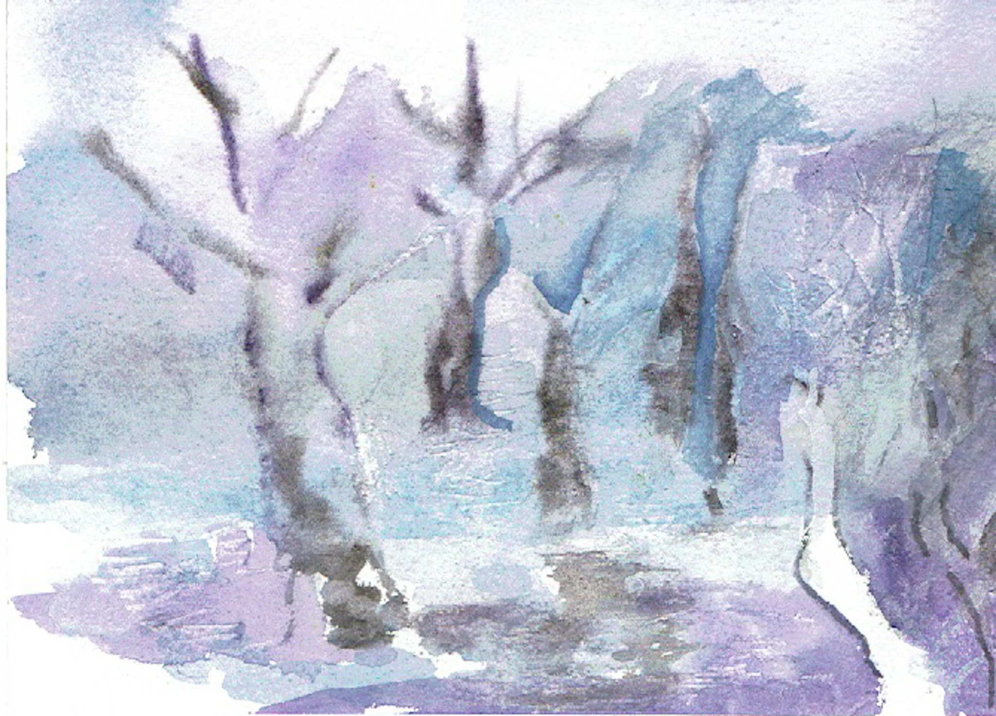"A Cold Wintery Day In Vernon Hills" 2000, Watercolor on paper