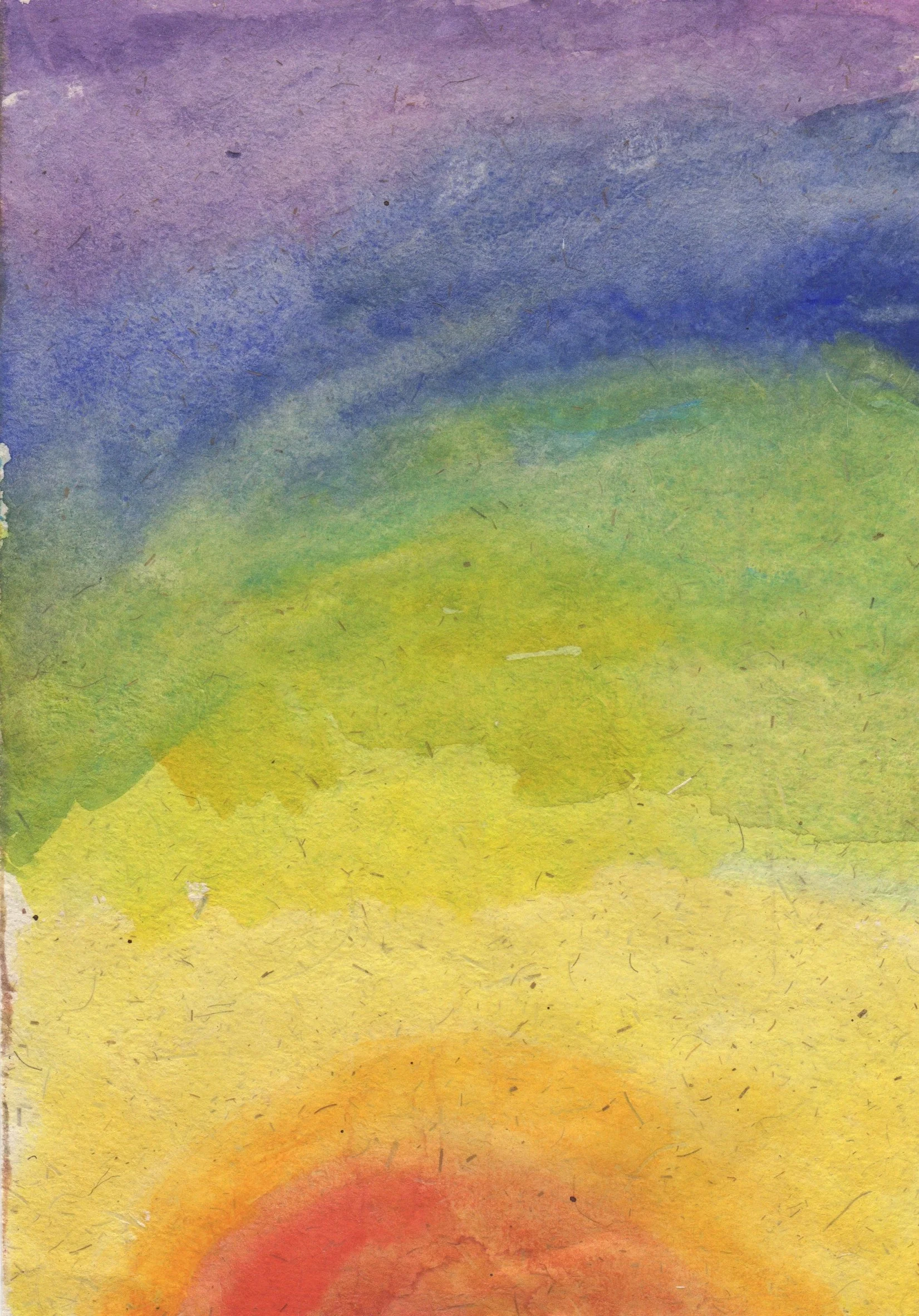 "Rainbow Sunrise" 2009, Watercolor on handmade paper from India, 5 set rainbow series
