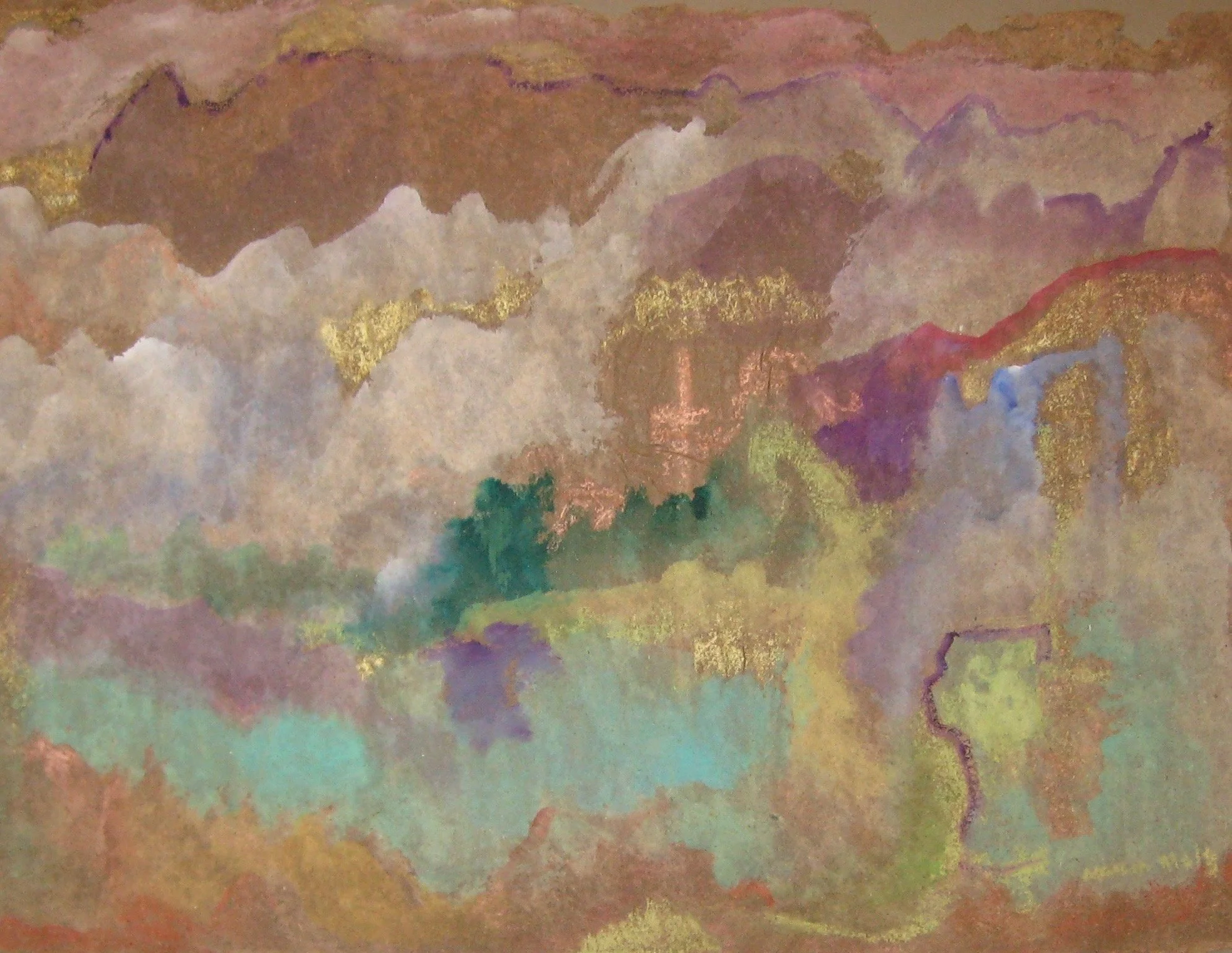 "A Beautiful Space" 1995, Watercolor crayon on handmade paper, Guatemala