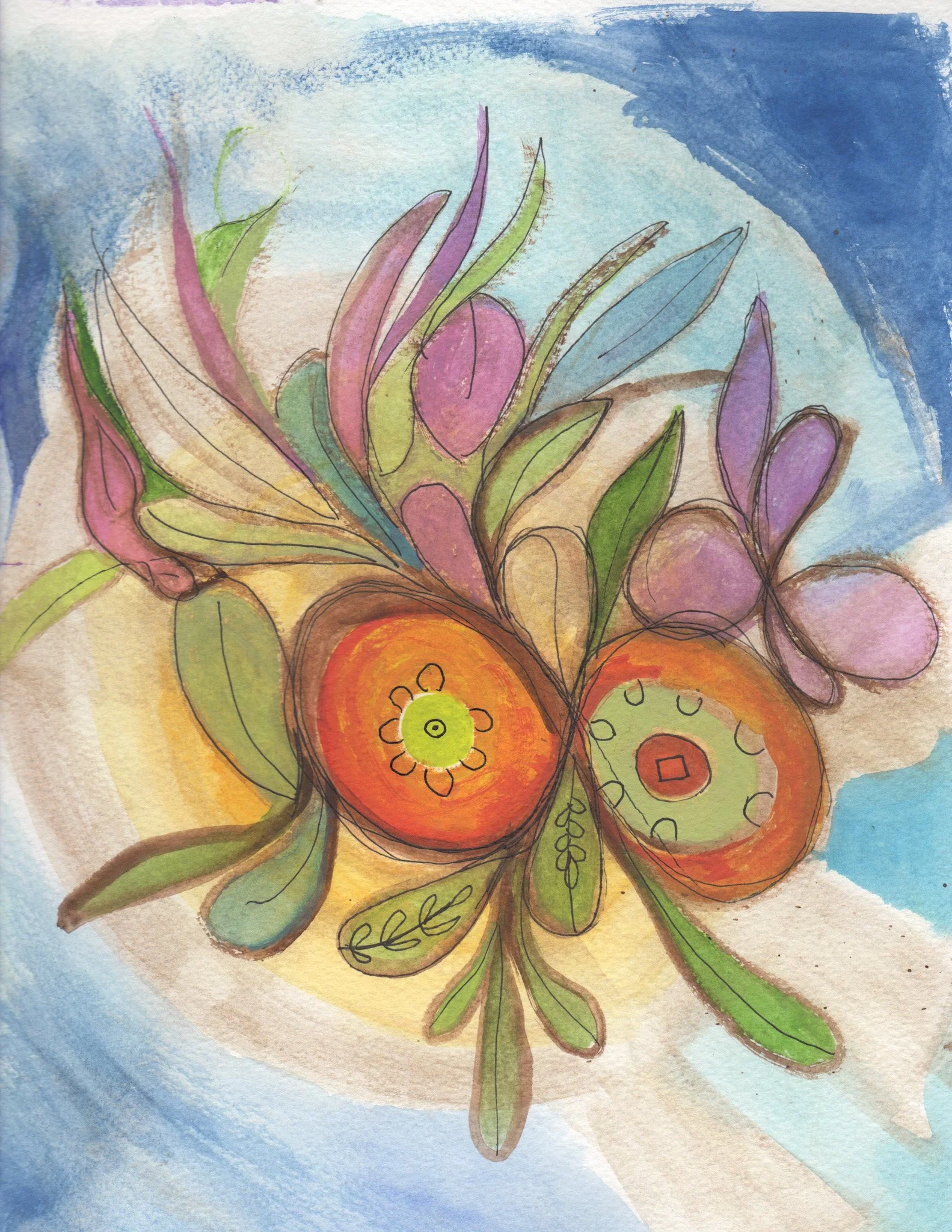 "Intertwined Infinity" 2022 Watercolor & ink on Arches watercolor paper