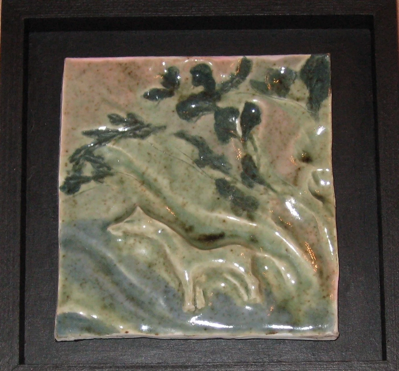 "Horse in the woods" 2020's, Porcelain hand, sculpted tile 