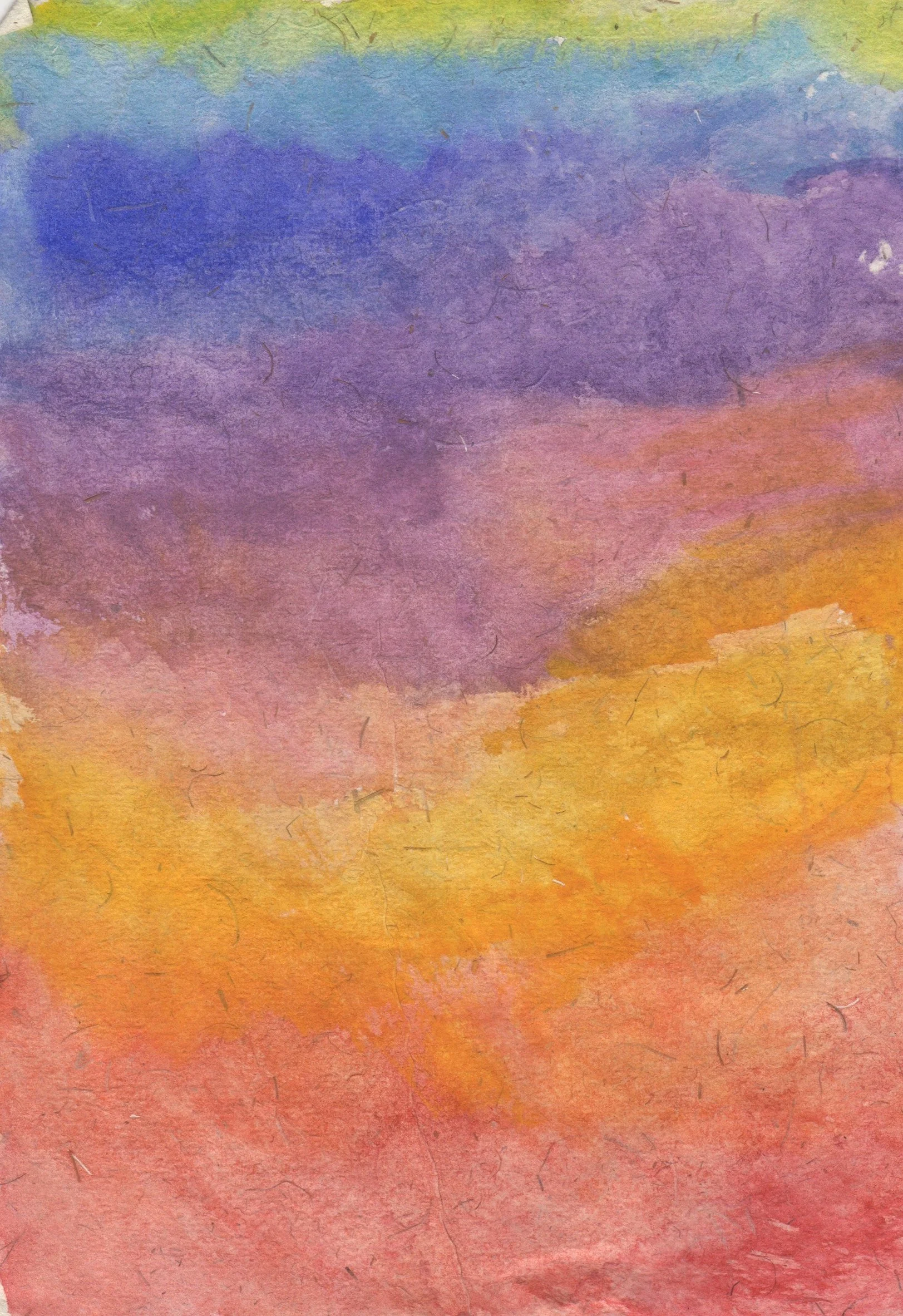 "Rainbow Ocean" 2009, Watercolor on handmade paper from India, 5 set rainbow series
