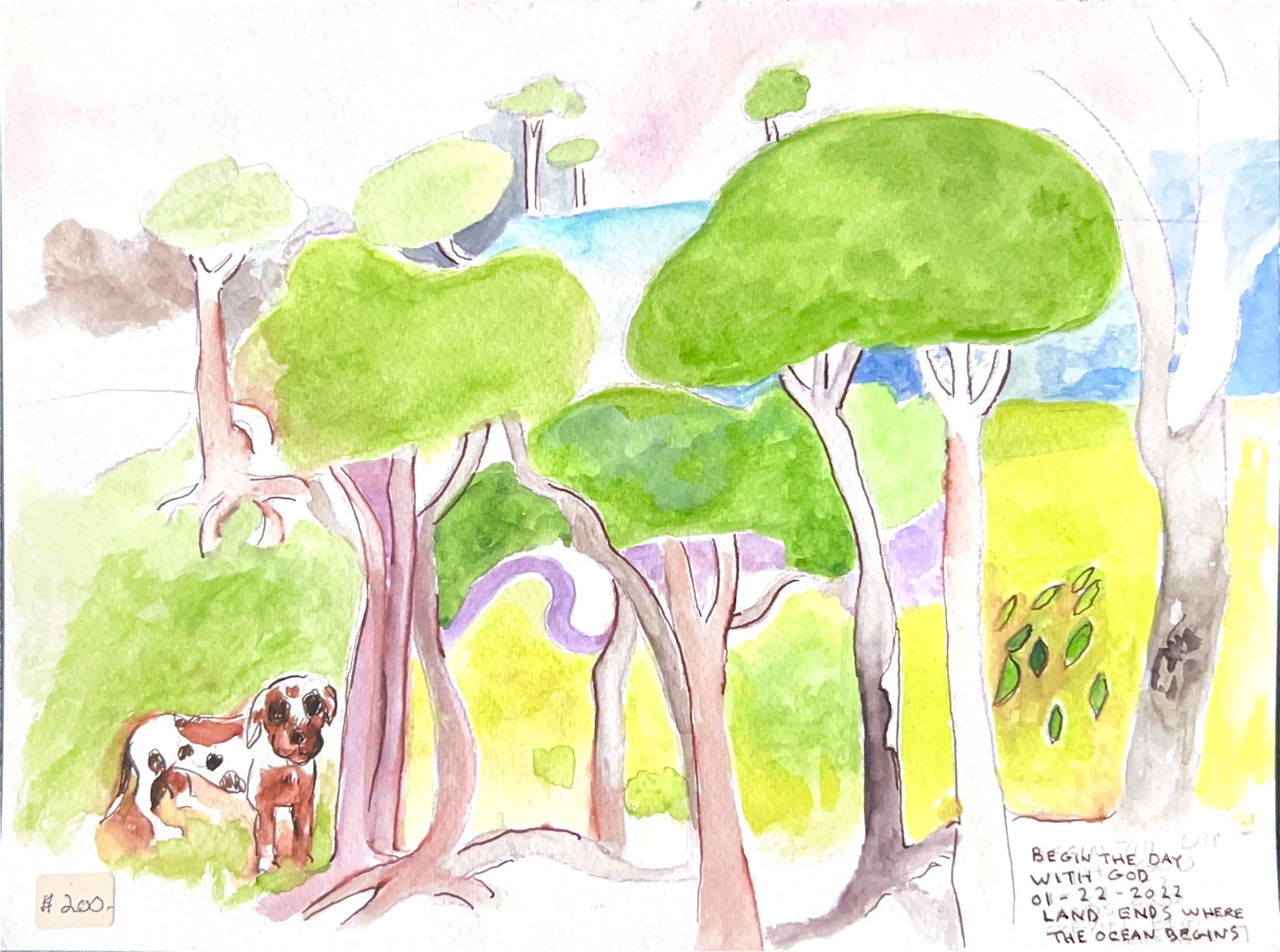 "Begin the Day with God" 01/22/2011, Watercolor on paper, Land's end where the ocean begins