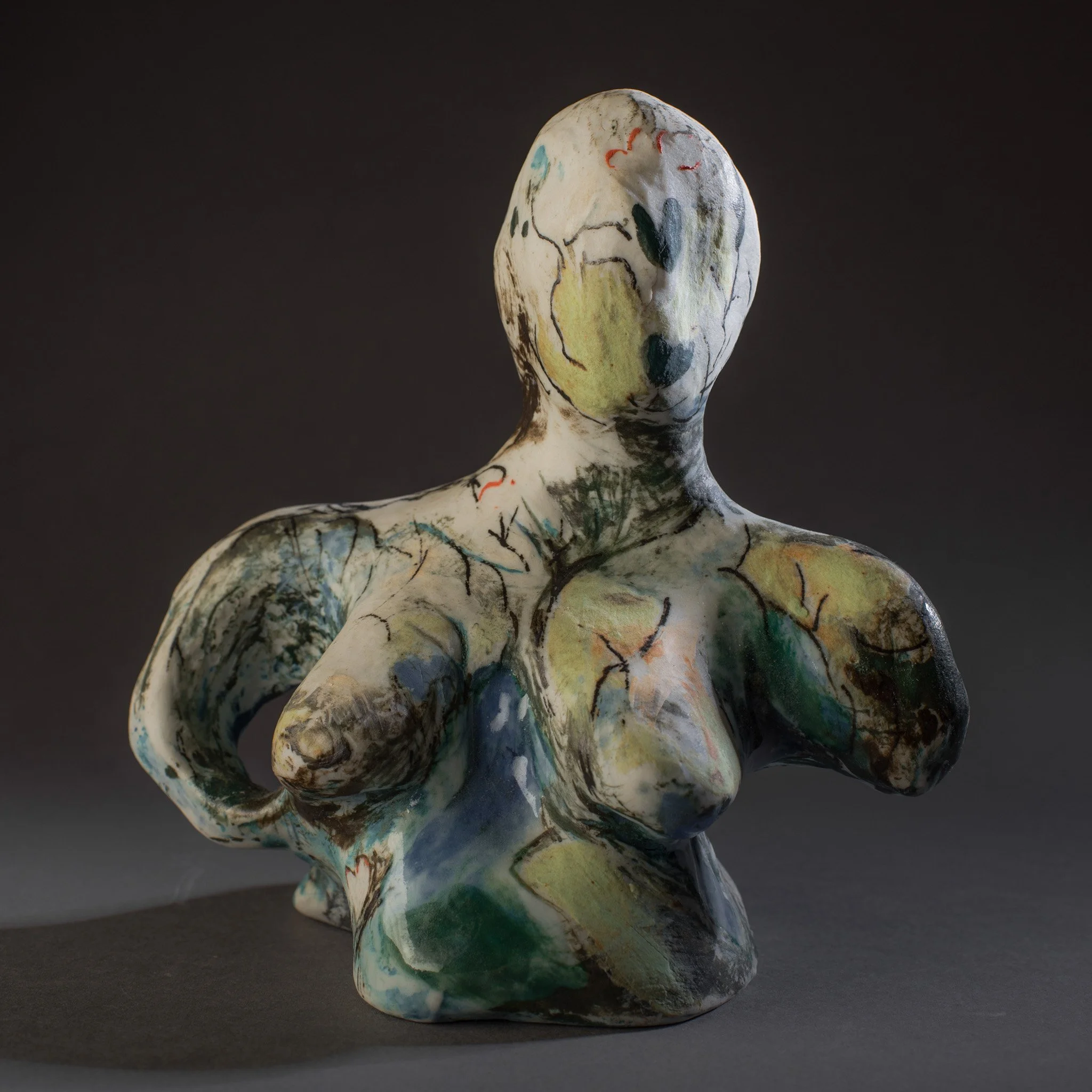 "Proud Woman" 2013, Ceramic porcelain sculpture with graffiti
