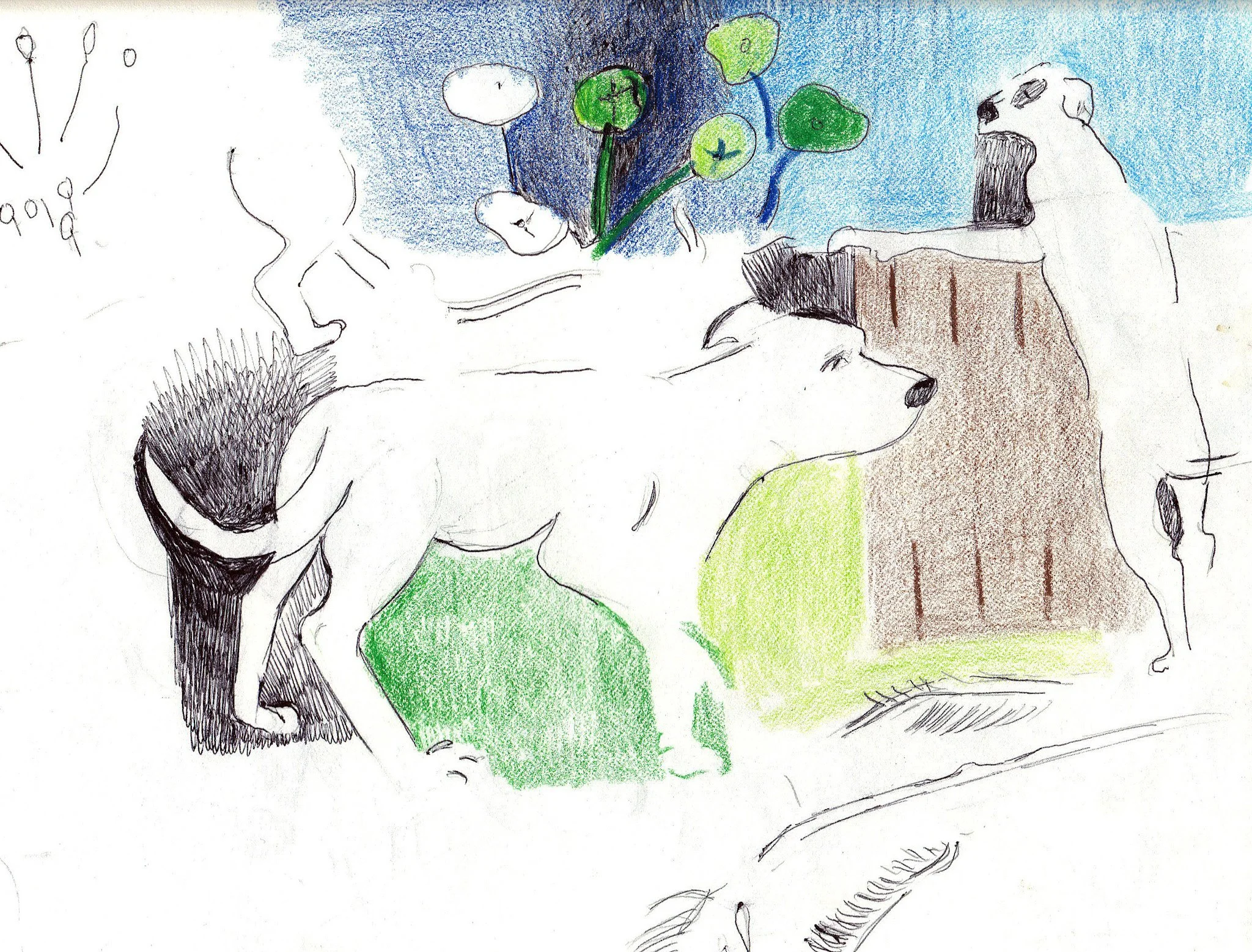 "Betty in the Yard" 1990's, Watercolor on paper