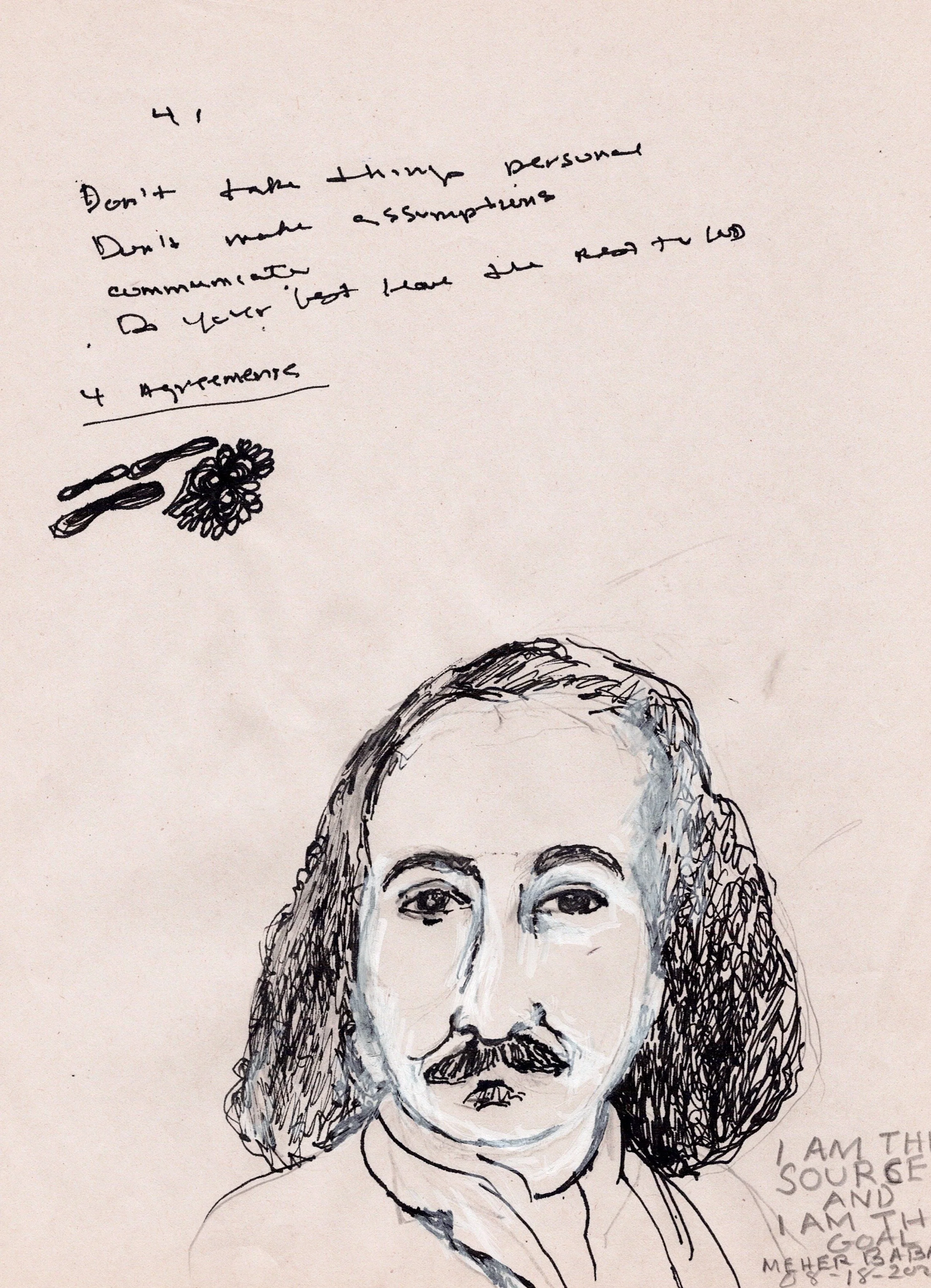 "I am the Source I am the Goal" 2024, Pen & pencil on paper