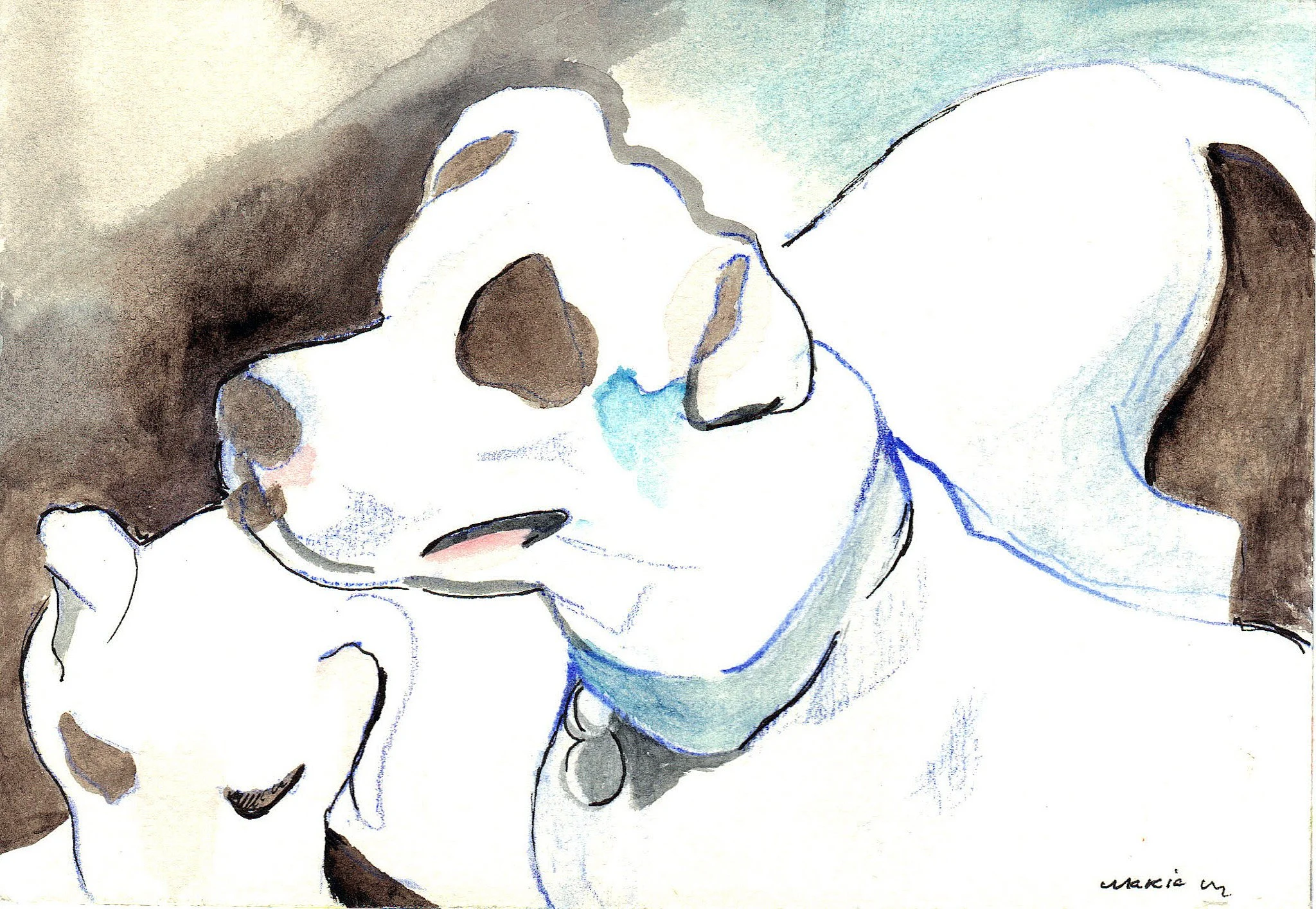 "Betty and Pig" 2007, Watercolor on paper