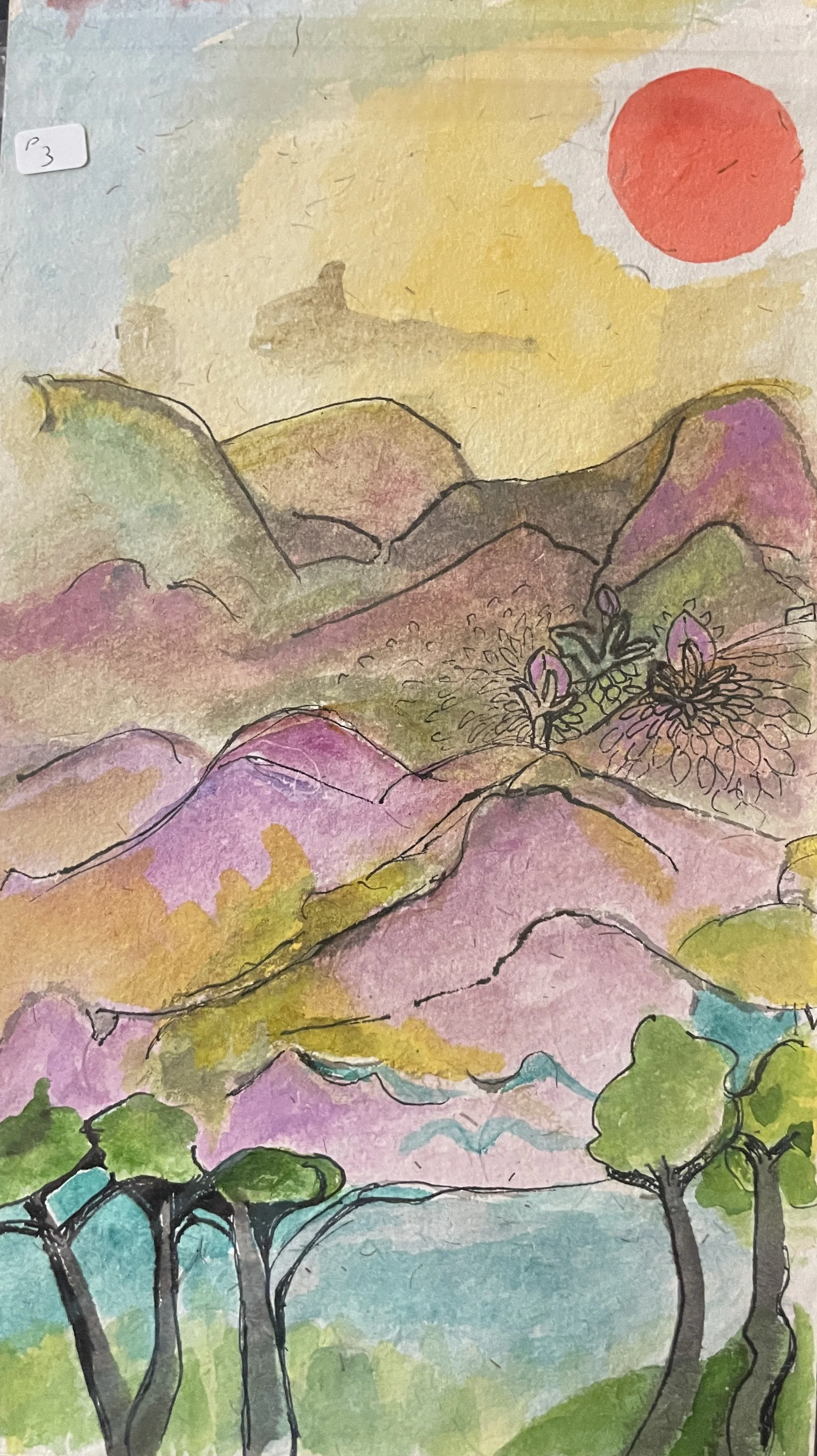 "The Journey" 2022 Watercolor and ink on handmade paper from India