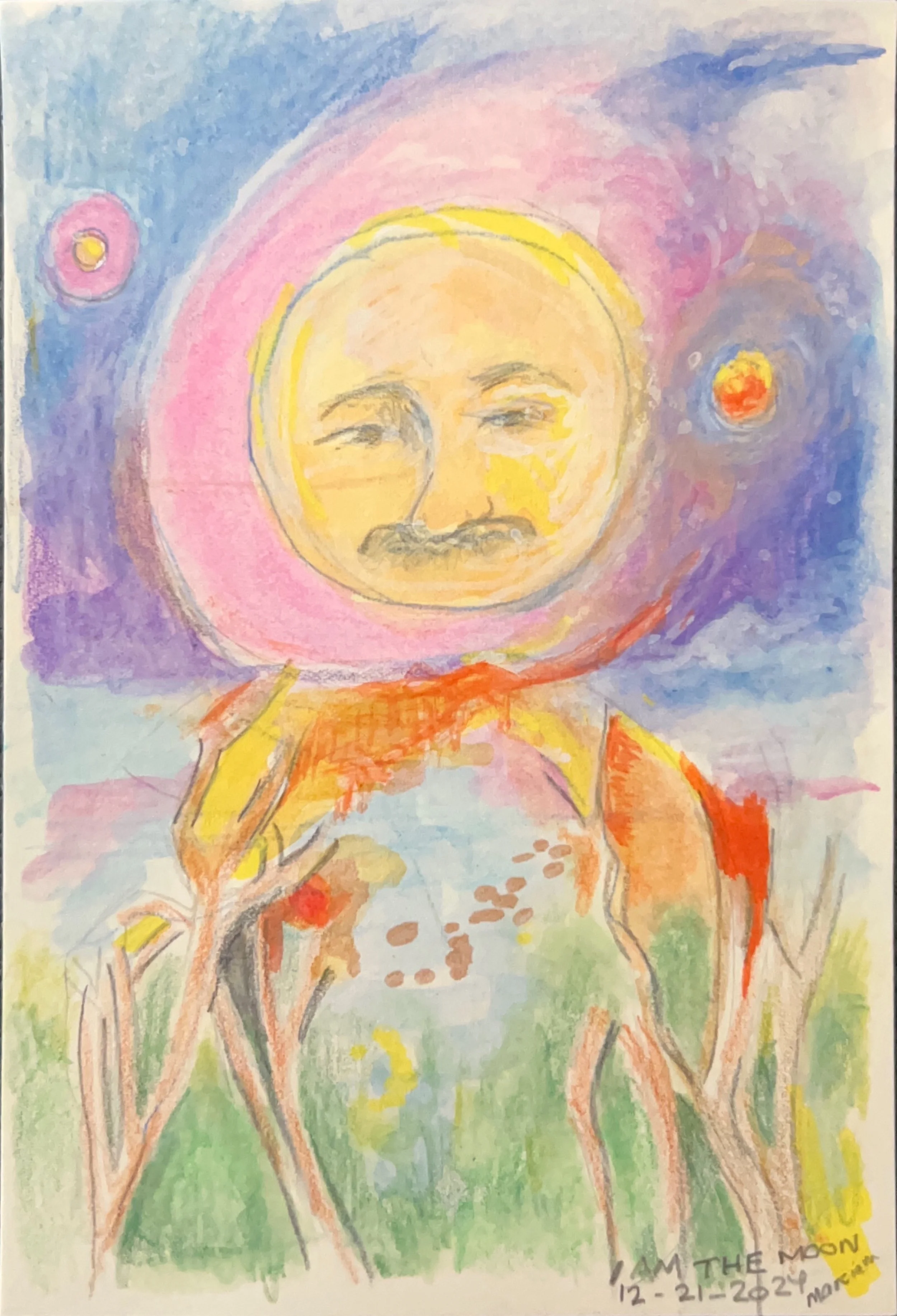 "I Am The Moon" 12/21/2024, Watercolor on paper