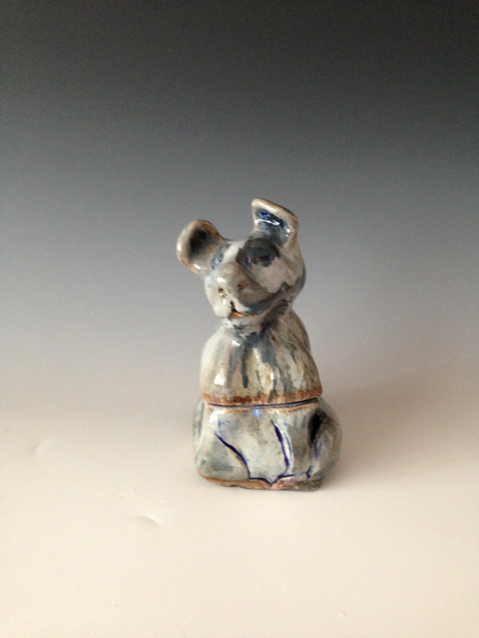 "Lion  Dog" 2013, Ceramic Porcelain jar hand carved from solid block of clay