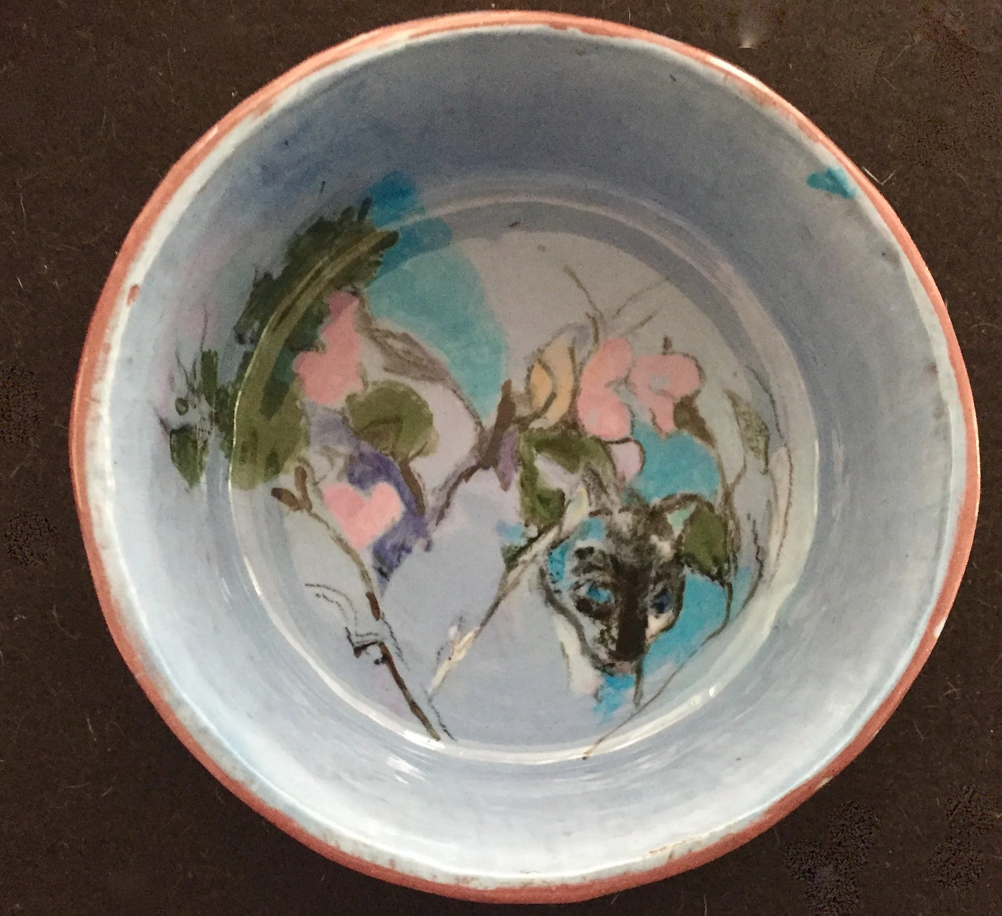 "Spook among the Flowers " 2000's, Ceramic terracotta handmade bowl