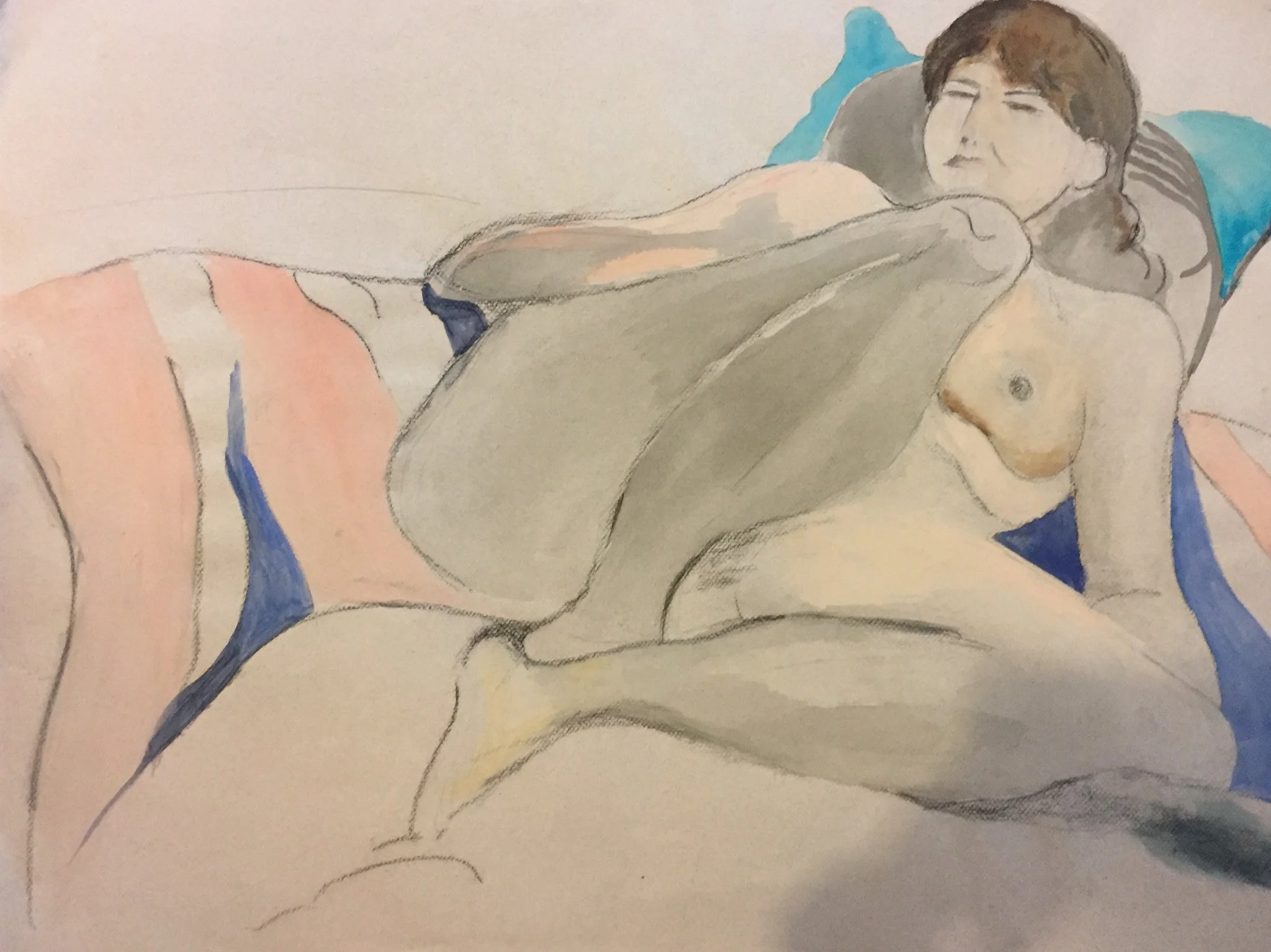 "Figure Painting Reclining Woman" 1970's, Oil on Canvas, School of the Art Institute of Chicago