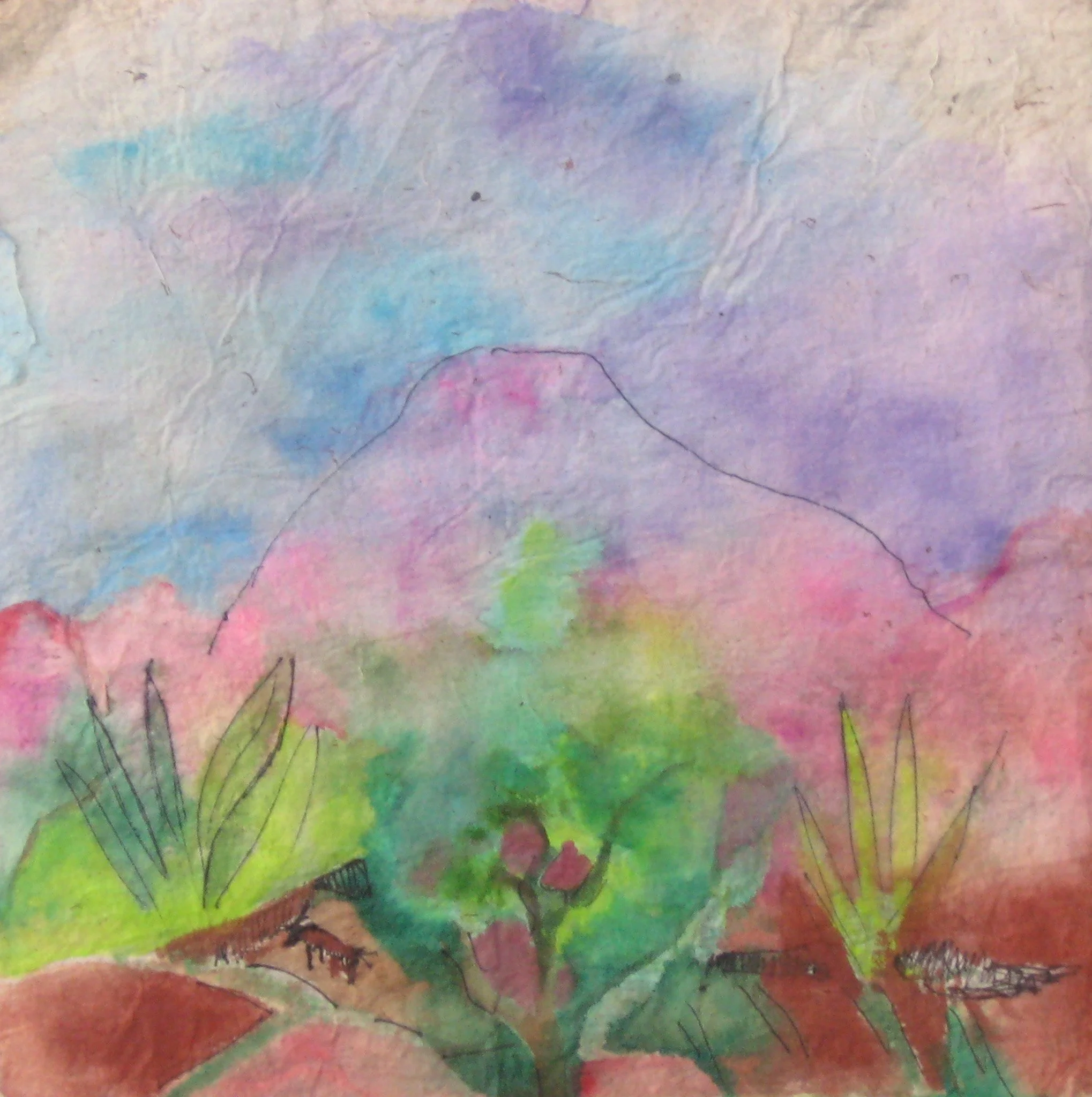 "Seclusion Hill in My Dream" 2001, Watercolor on paper
