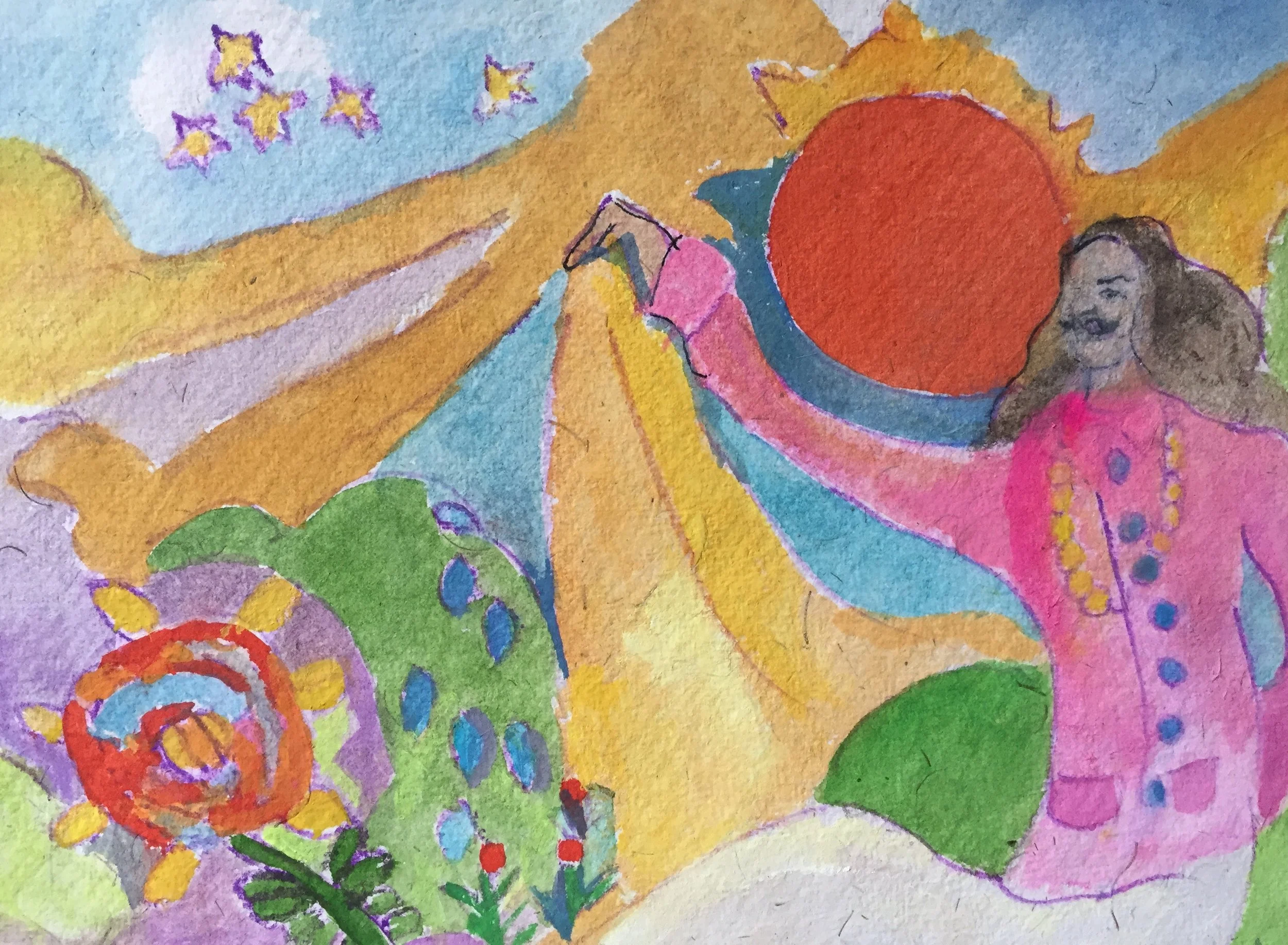 "In His Light" 2017, Watercolor on paper