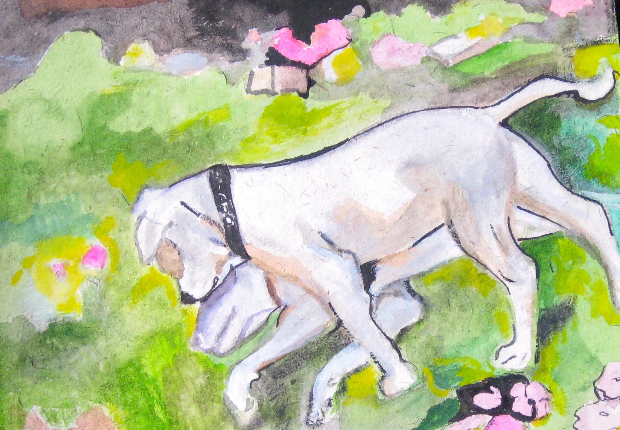 "Beth and Pig, Sisters" 2007, Watercolor on Paper