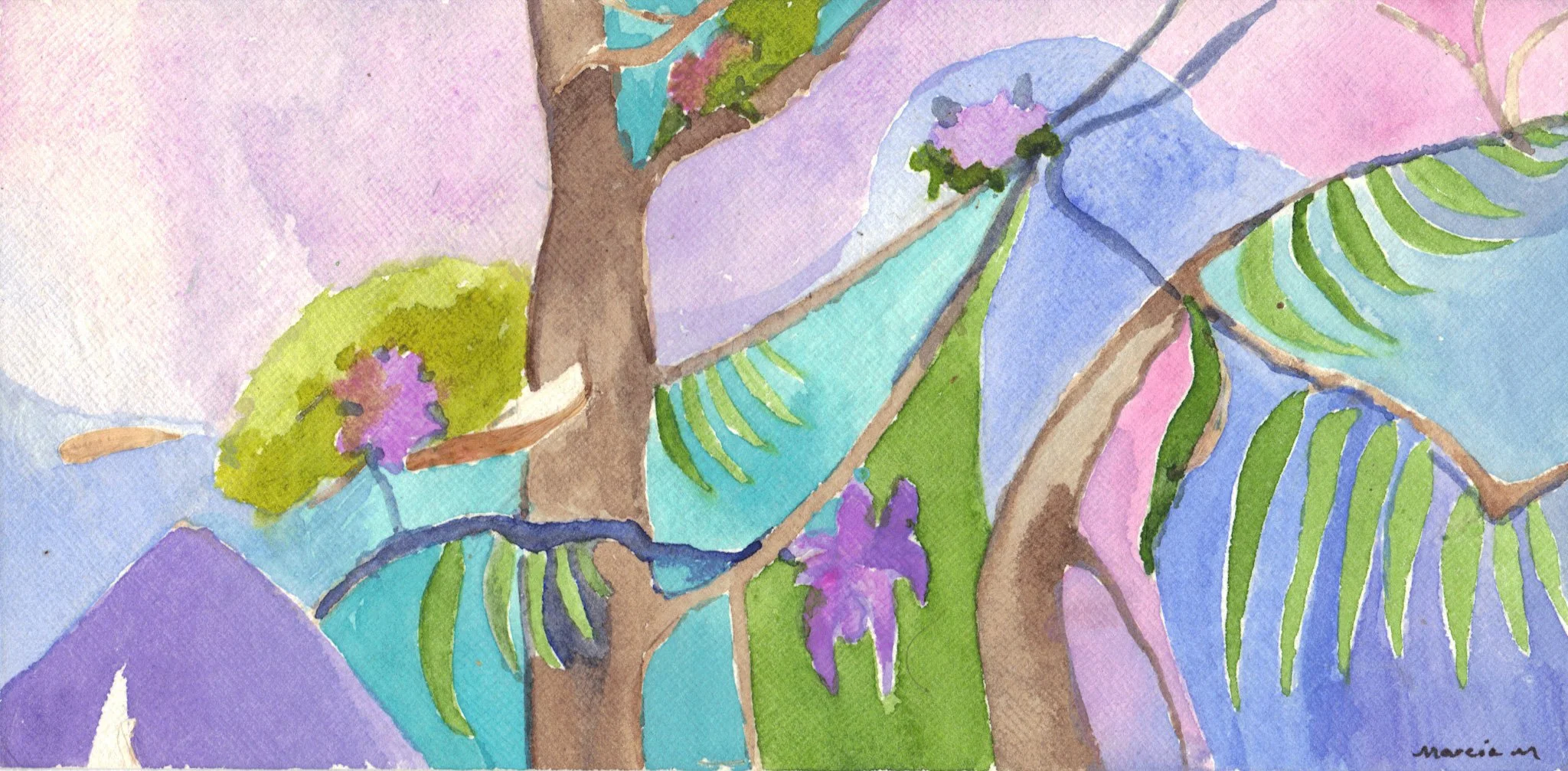 "Magic Forest" 2010, Watercolor on envelope