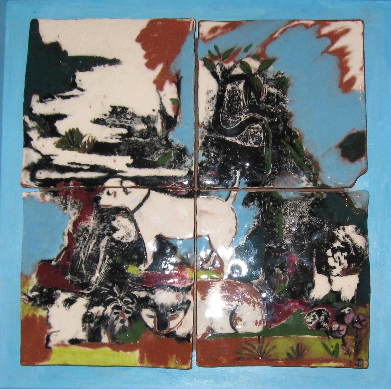 "My Favorite Dogs" 2019, Ceramic terra-cotta tiles
