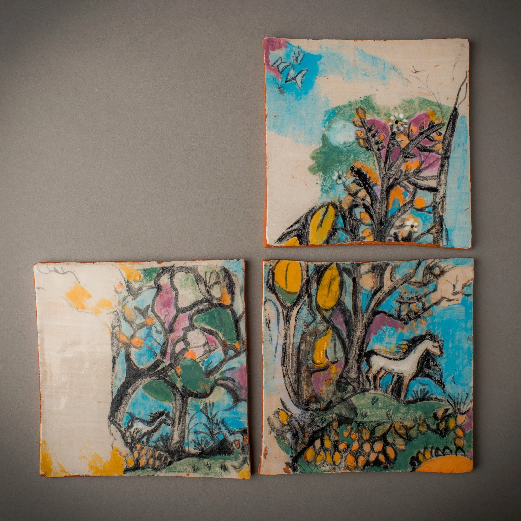 "Horse on a Cliff" 1990's, Ceramic handmade terracotta tiles