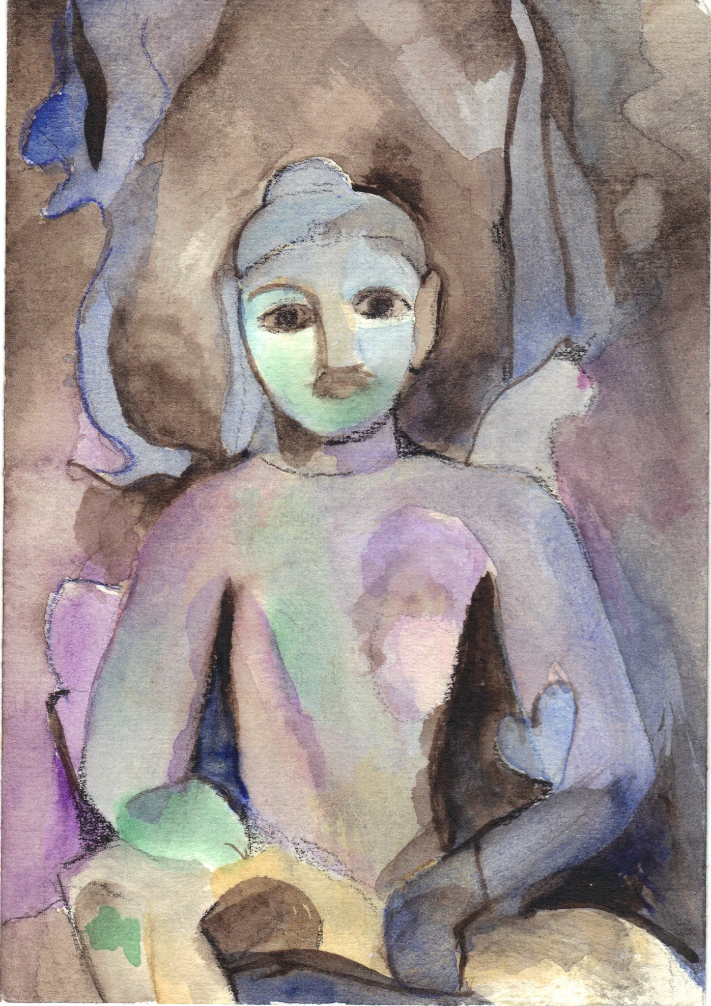 "Bhudda" 2009, Watercolor on handmade paper from India