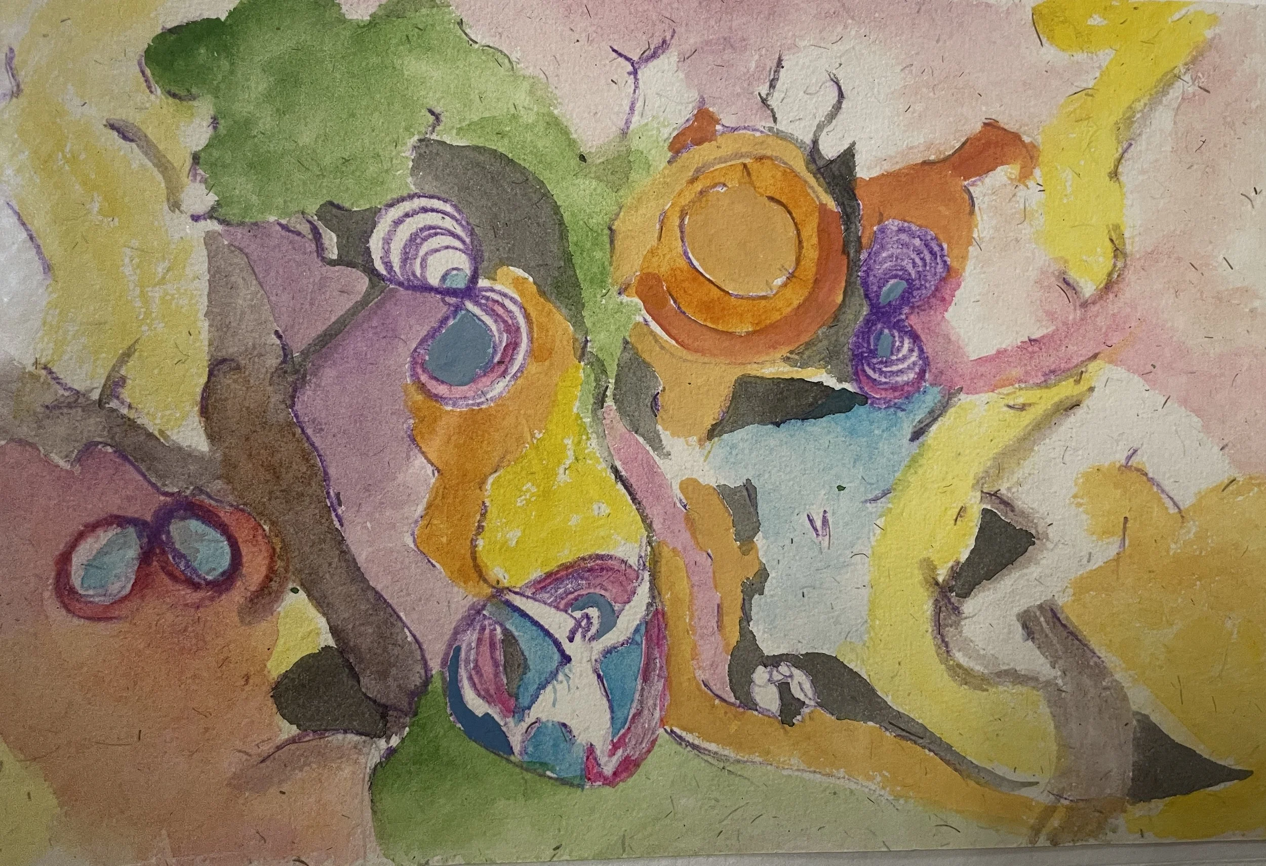 "Holding On" 10/2024, Watercolor & ink on handmade paper from Amrit India